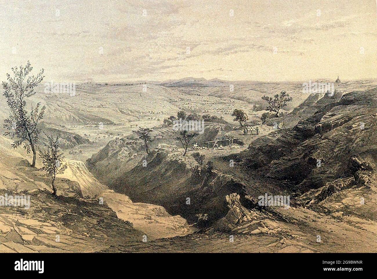 Ansicht der Ölquellen in Yenangyoung, Burma, um 1858 Stockfoto
