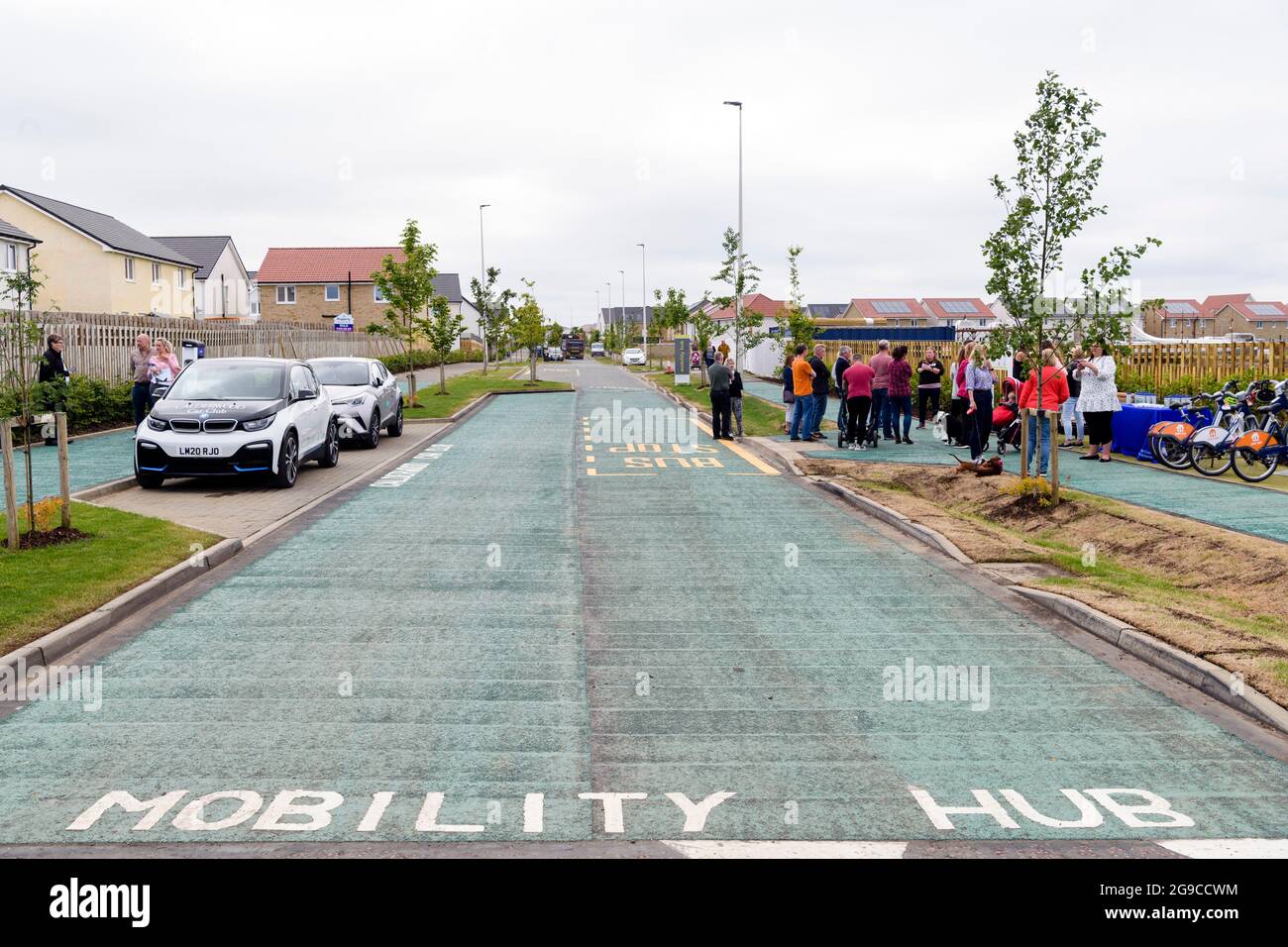 Stirling Developments startet einen neuen Mobilitätsstandort in der Gemeinde Calderwood Development in West Lothian. (Vermutlich der erste in Schottland) in par Stockfoto
