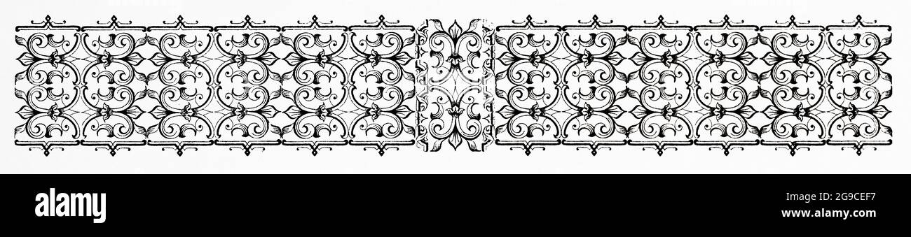 Barock und Renaissance Vintage Ornament Elemente für Design. Alte Illustration von Jesus Christus aus dem 19. Jahrhundert von Veuillot 1881 Stockfoto