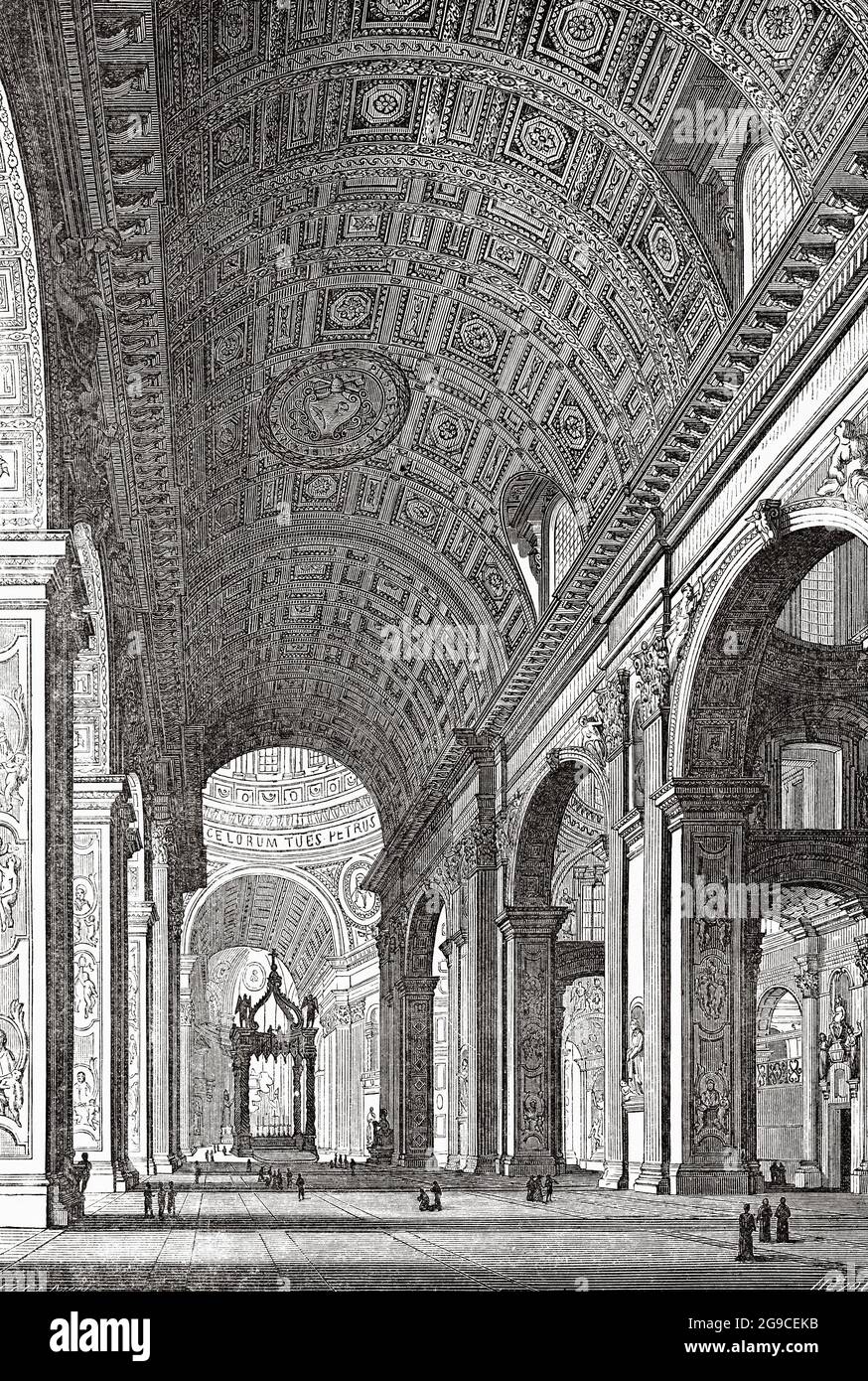 Renaissance-Architektur. Basilika St. Peter, Rom. Italien. Alte Illustration von Jesus Christus aus dem 19. Jahrhundert von Veuillot 1881 Stockfoto