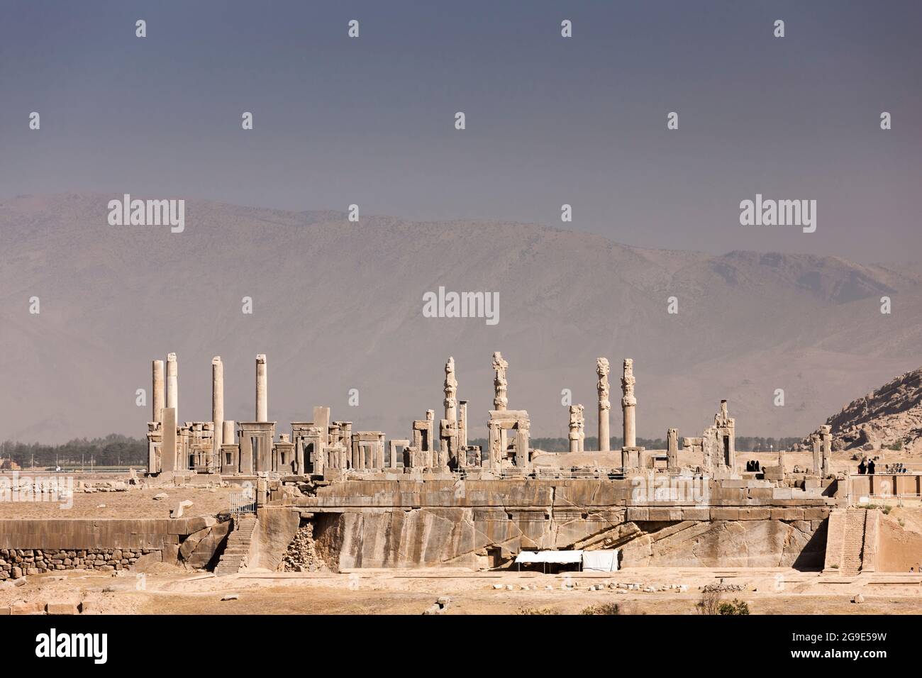 Persepolis, Fernsicht des Kapitalkomplexes, zeremonielle Hauptstadt des Achämeniden-Reiches, Fars-Provinz, Iran, Persien, Westasien, Asien Stockfoto