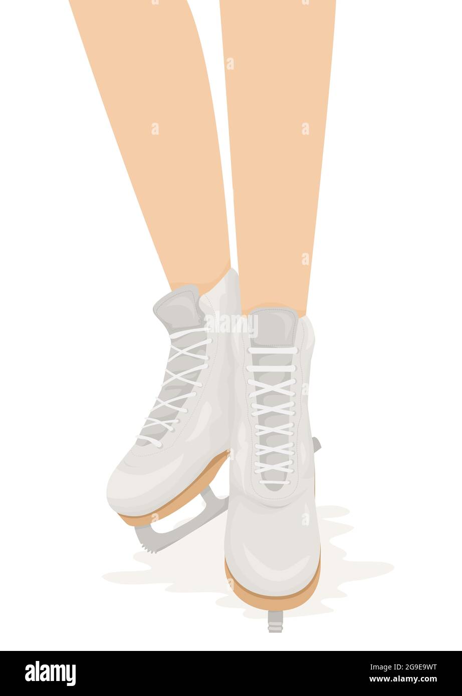 Abbildung eines Mädchens Füße tragen Figur Skating Schuhe Stockfoto