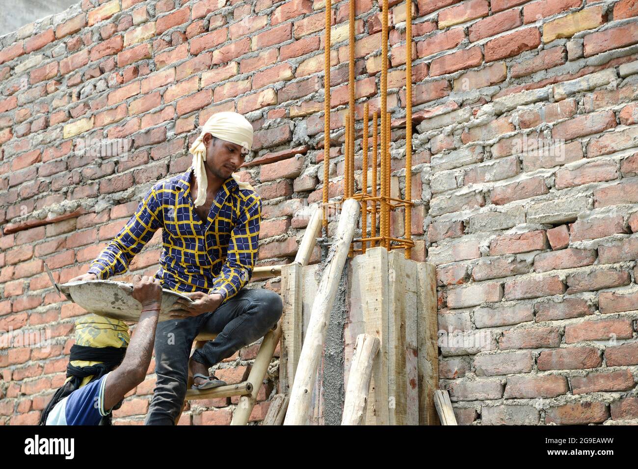 Bauarbeiter in Indien Stockfoto