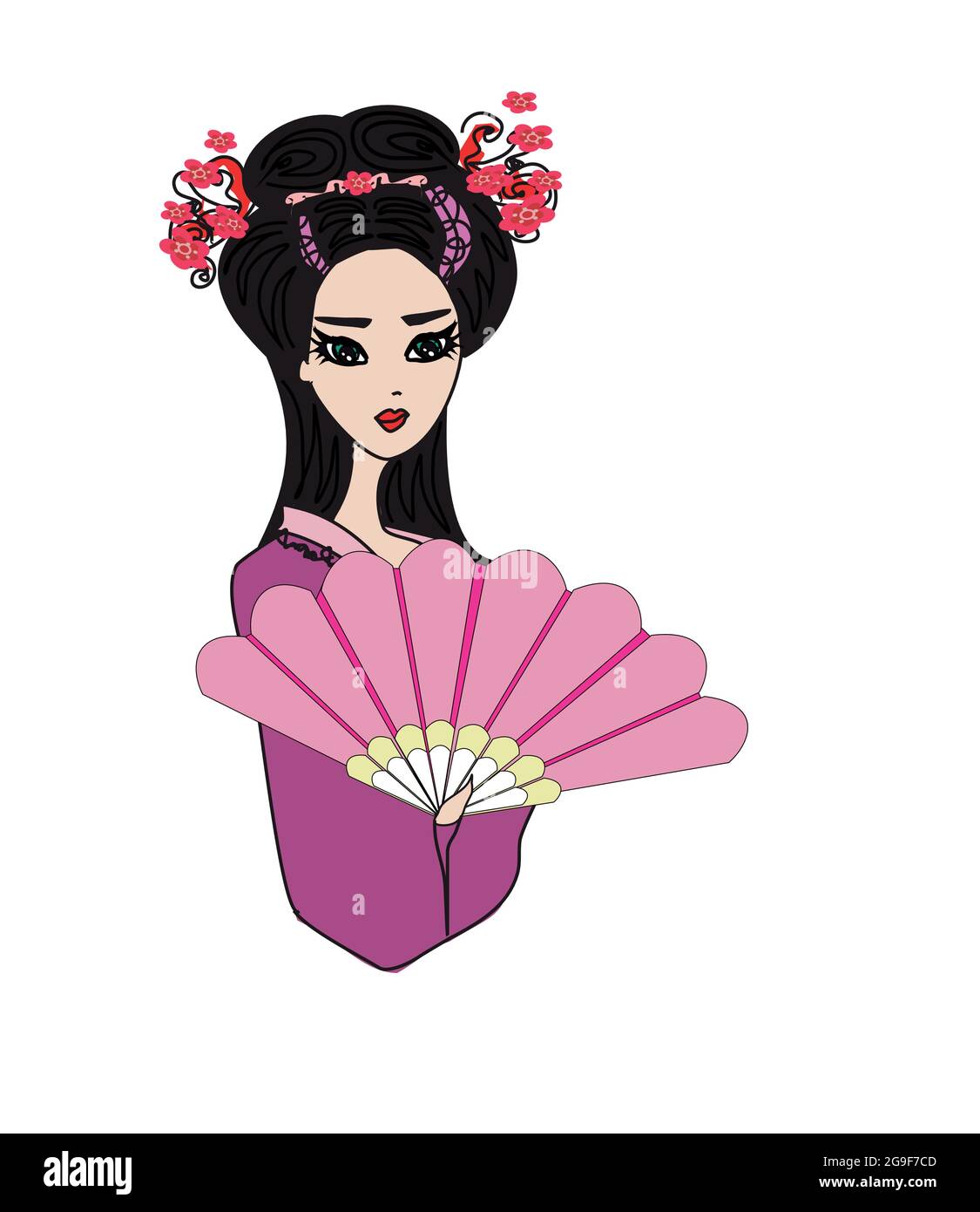 Schöne japanische Geisha Mädchen - isolierte Illustration Stock Vektor