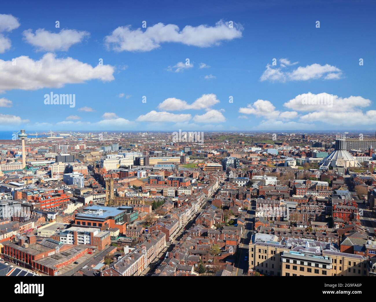 Liverpool Luftaufnahme. Stadt im Vereinigten Königreich. Stockfoto