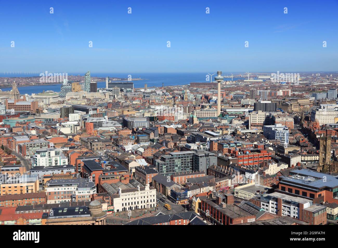 Liverpool City Luftaufnahme. Stadt im Vereinigten Königreich. Stockfoto