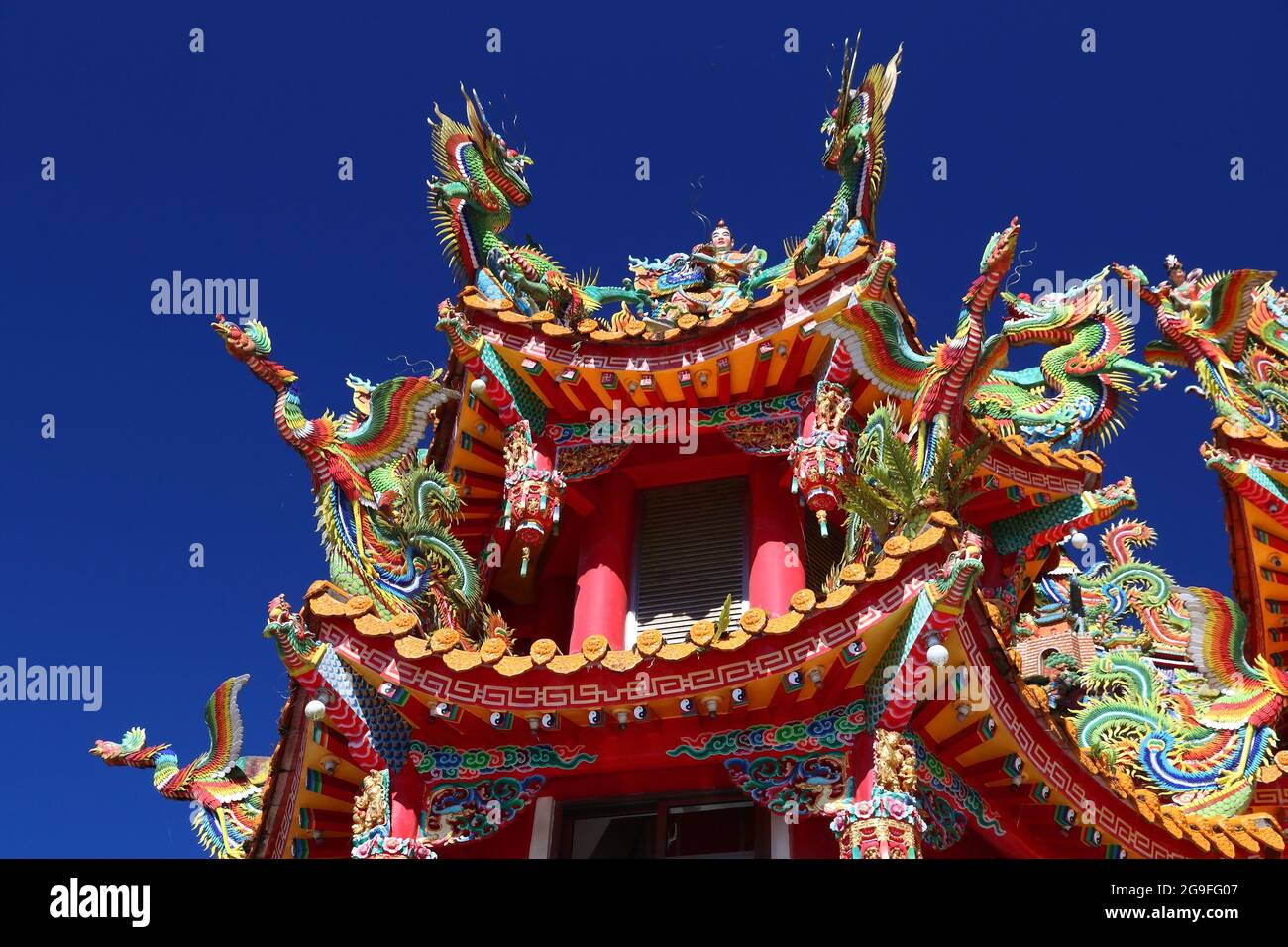 Tempel in Taiwan. Farbenfrohe Tempel in Shizhuo, Chiayi County. Stockfoto