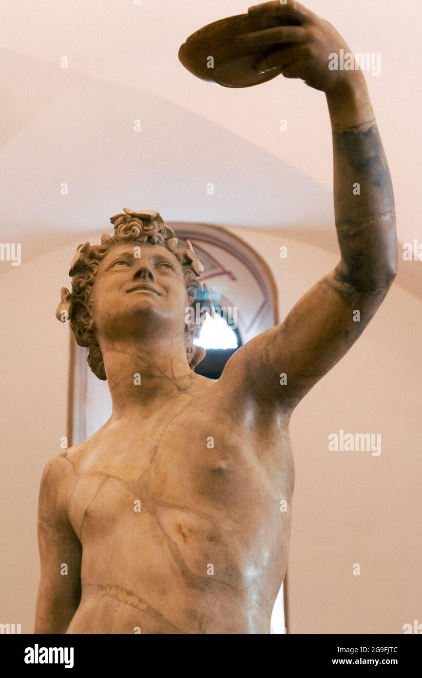 Bacchus Skulptur in der Akademie von Florenz Stockfoto