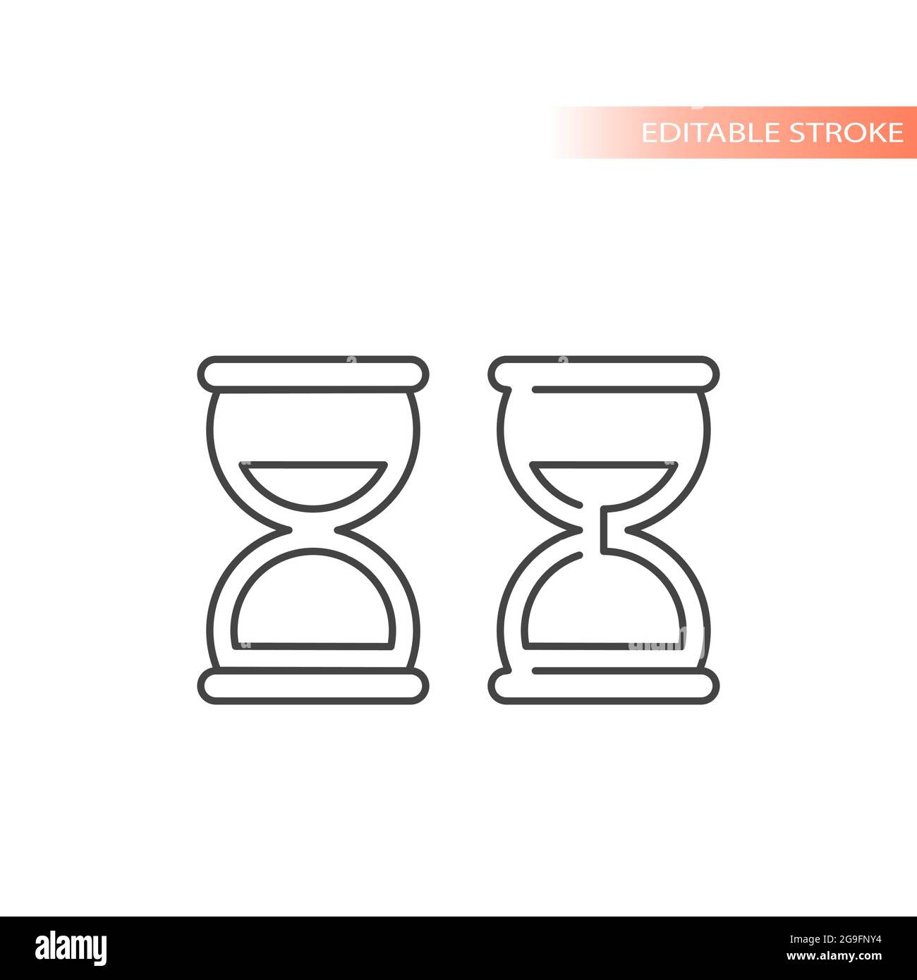 Hourglass einfaches schwarzes Vektor-Icon-Set. Symbol für Sanduhr-Linie gesetzt. Stock Vektor