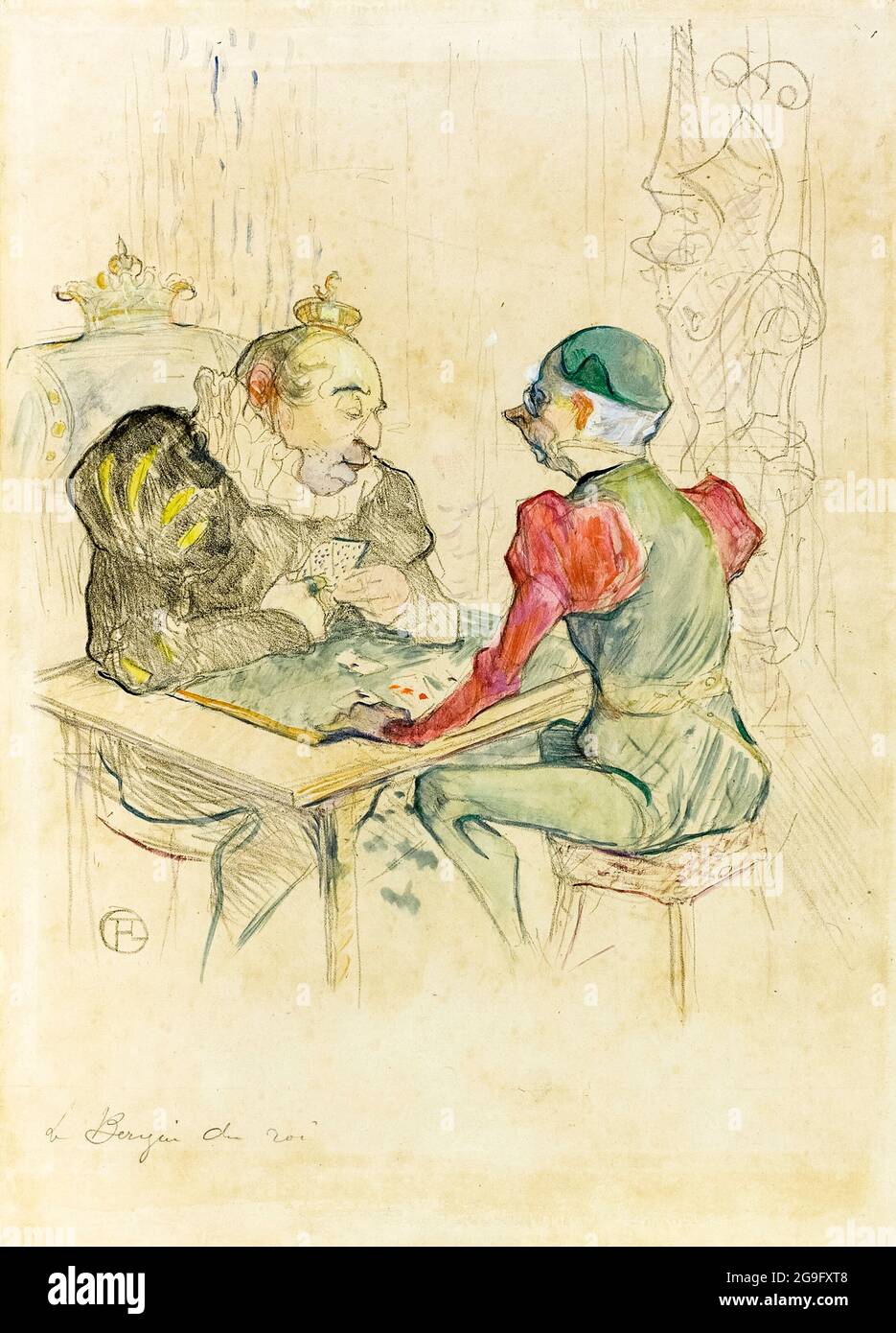 Henri de Toulouse-Lautrec, Le bézigue, (französisches Kartenspiel), Druck, 1895 Stockfoto