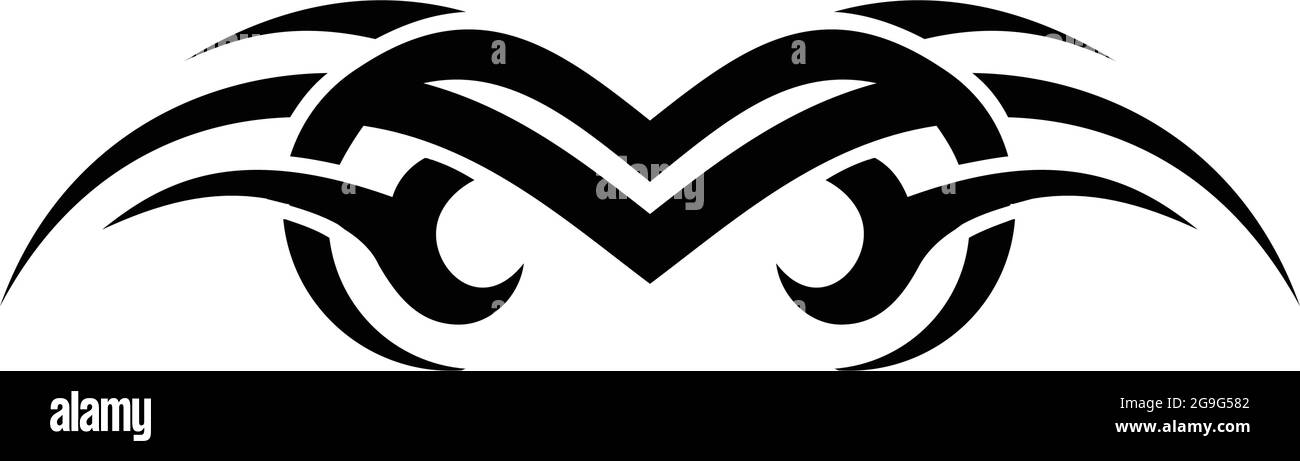 Auge Buchstabe m Tribal Tattoo Logo Symbol flach Konzept Vektor-Design Stock Vektor