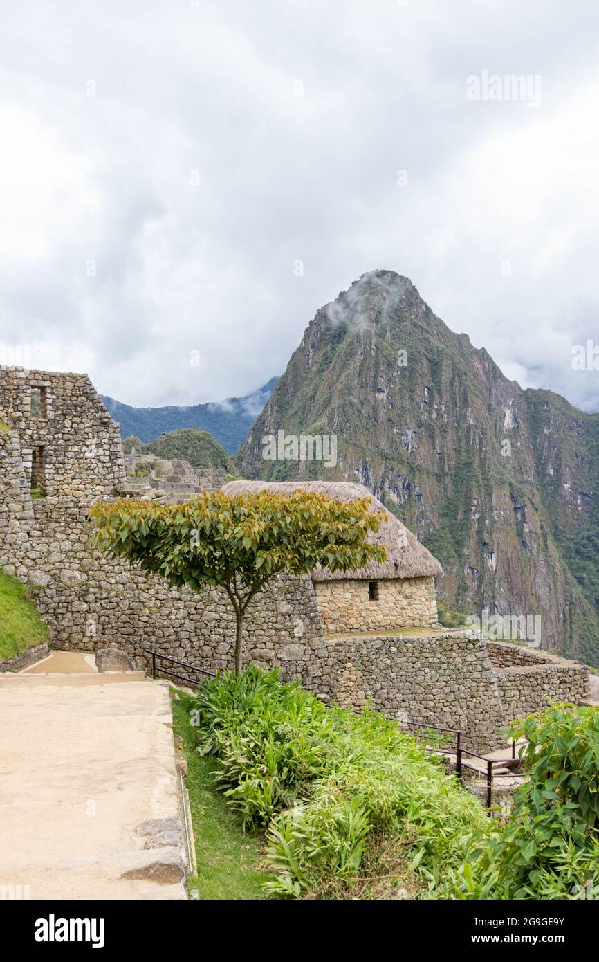Archäologische Überreste von Machu Picchu in den Bergen von Cusco. Peru Stockfoto