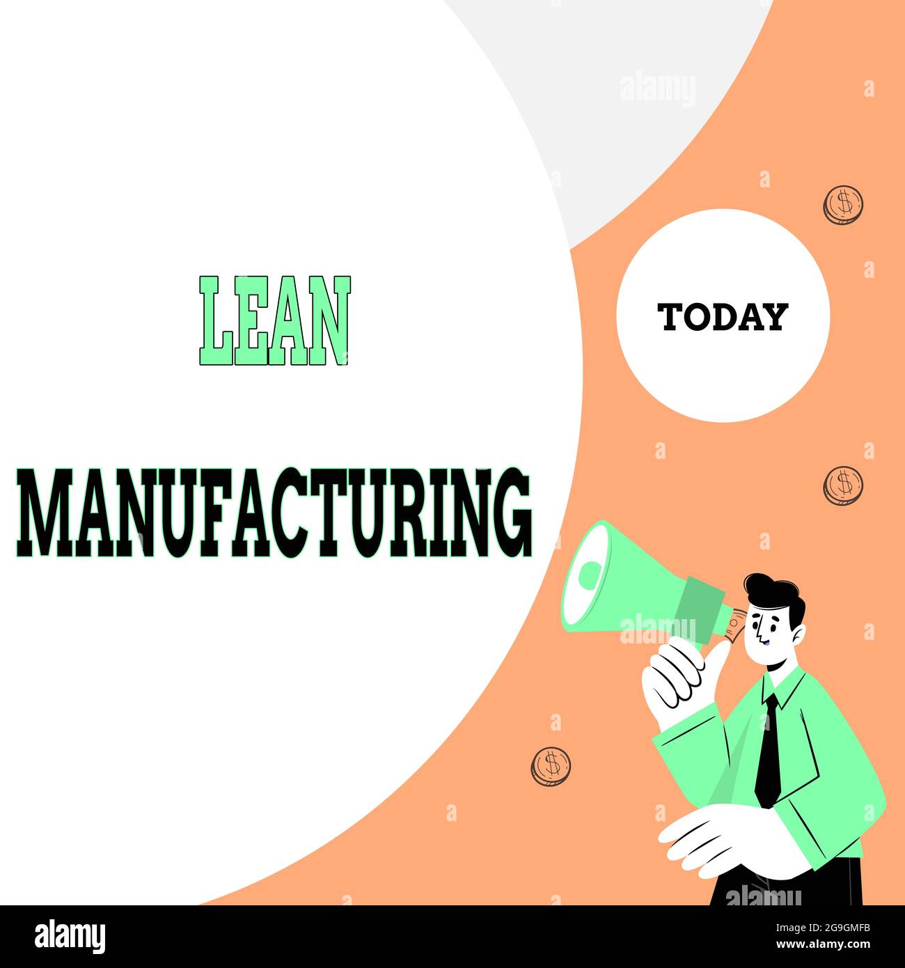 Schreiben mit Text Lean Manufacturing. Überblick über das Unternehmen Schwerpunkt auf der Minimierung von Verschwendung in Fertigungssystemen Abstract Displaying Different Stockfoto