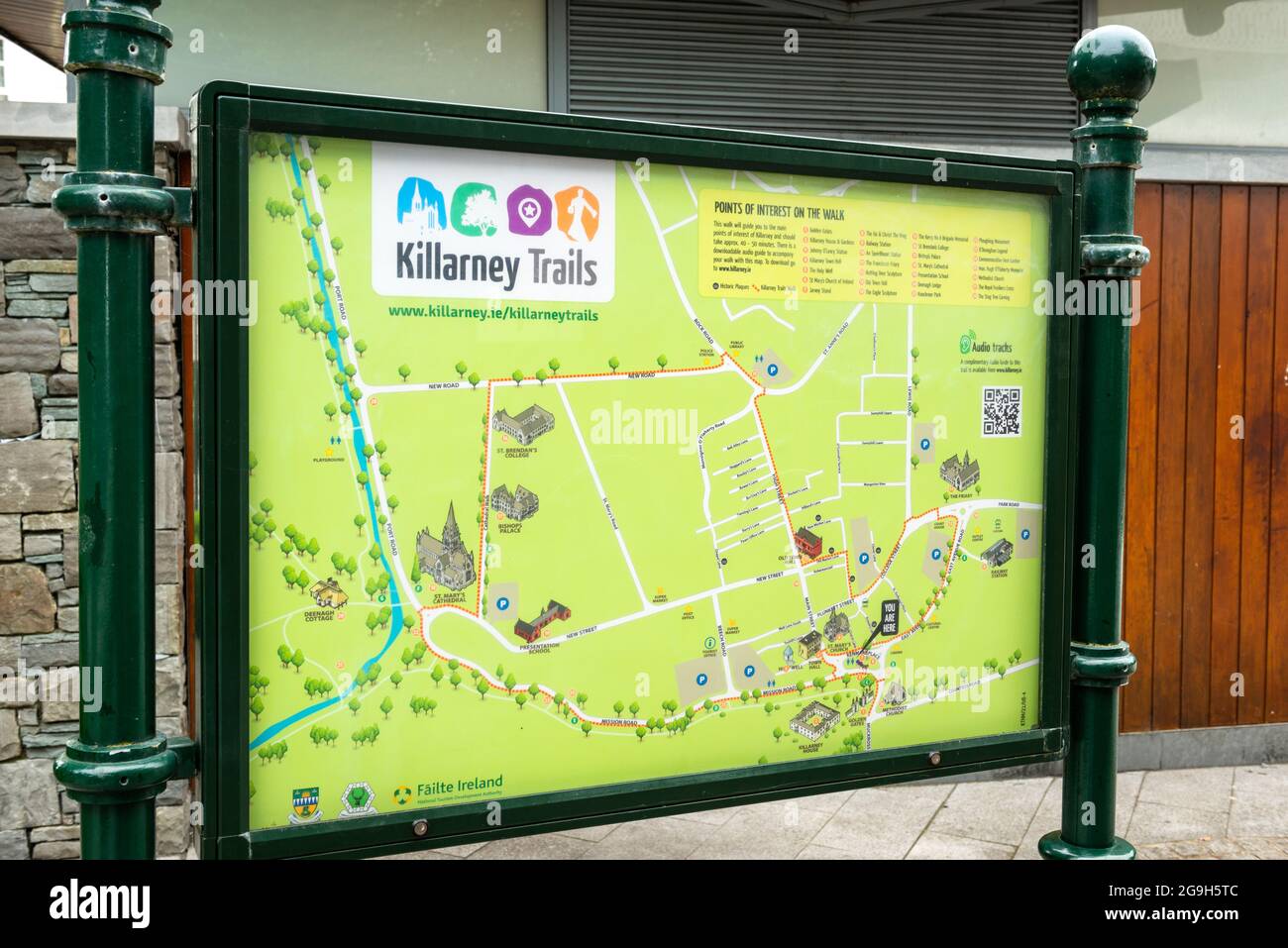 Points of Interest Killarney Trails Straßenkarte, Killarney, County Kerry, Republik Irland, Europa, EU Stockfoto