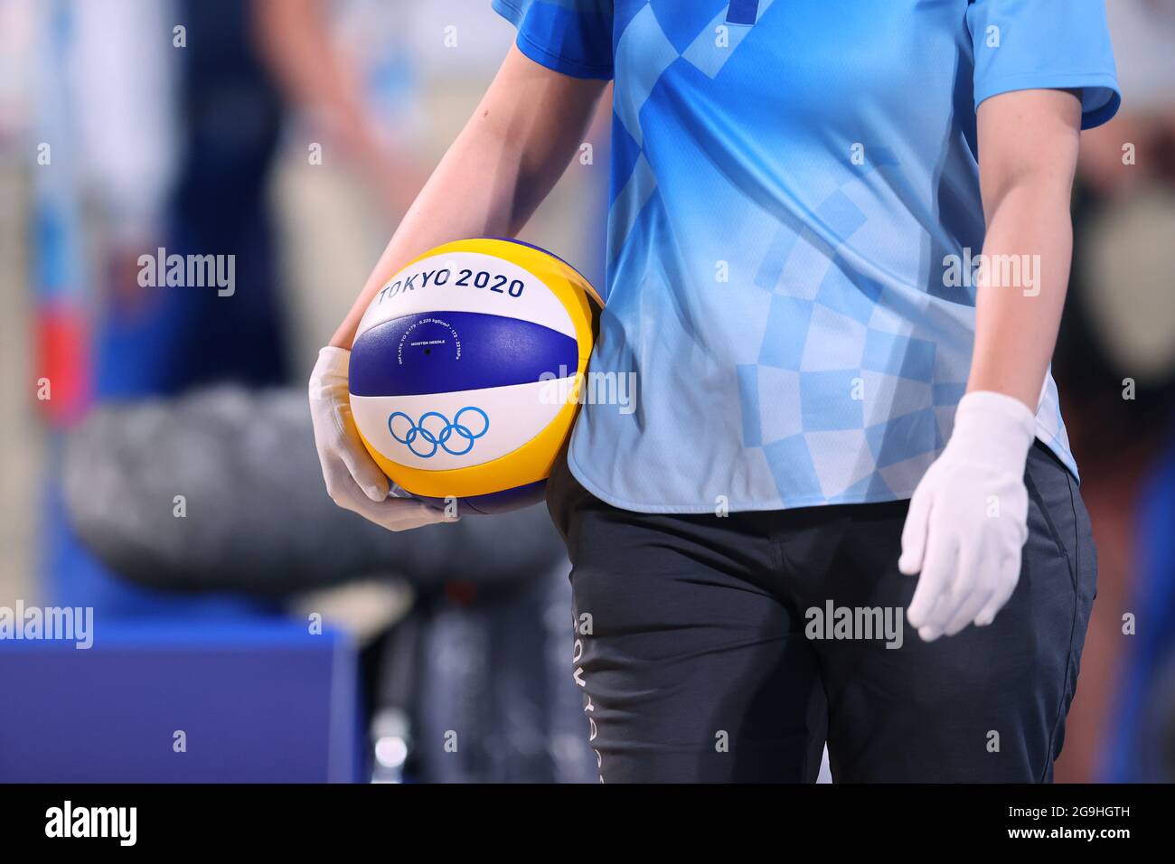 Tokio, Japan. Juli 2021. Allgemeine Ansicht Beach Volleyball: Frauen-Vorbereitende während der Olympischen Spiele in Tokio 2020 im Shiokaze Park in Tokio, Japan. Quelle: Naoki Morita/AFLO SPORT/Alamy Live News Stockfoto