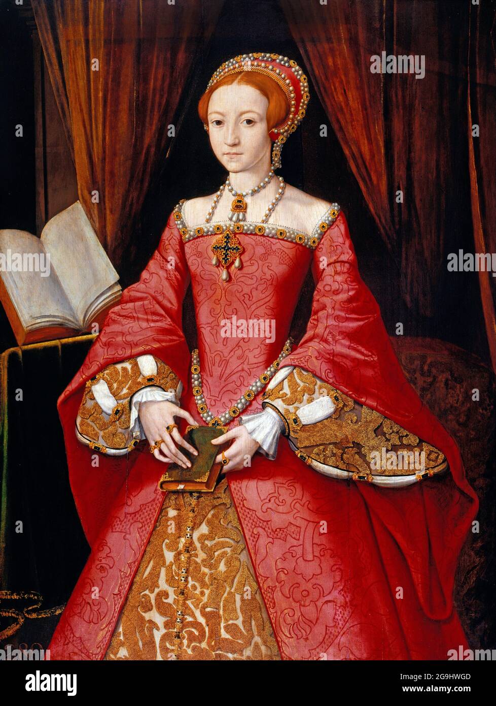 Elizabeth I. Porträt der zukünftigen Königin Elizabeth I. (1533-1603) als Prinzessin Elizabeth im Alter von 12 Jahren. Porträt von William Scrots, 1546/7 Stockfoto