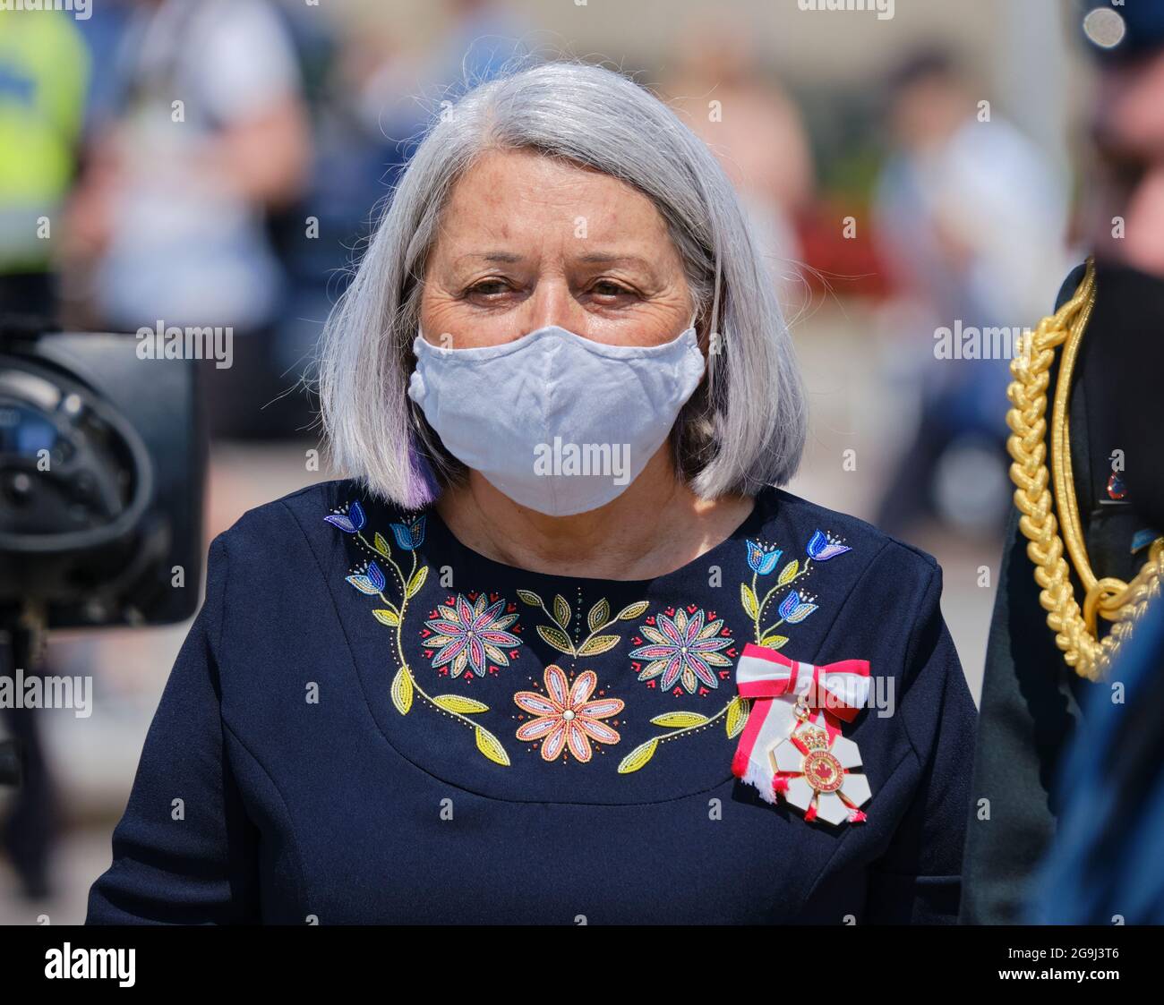 Die neu ernannte kanadische Generalgouverneurin Mary Simon besucht das Canadian war Memorial, ein Teil ihrer Amtseinführung, da sie offiziell als 30. Vereidigt wird Stockfoto