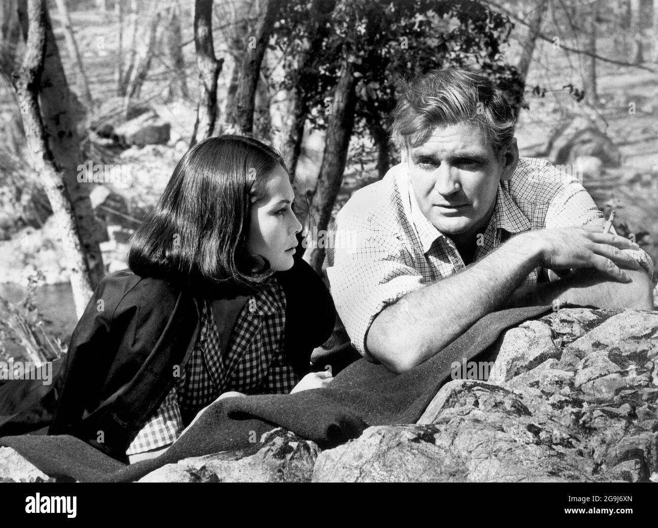 Nancy Kwan, Rod Taylor, Dreharbeiten zum Film „Fate is the Hunter“, 20th Century-Fox, 1964 Stockfoto