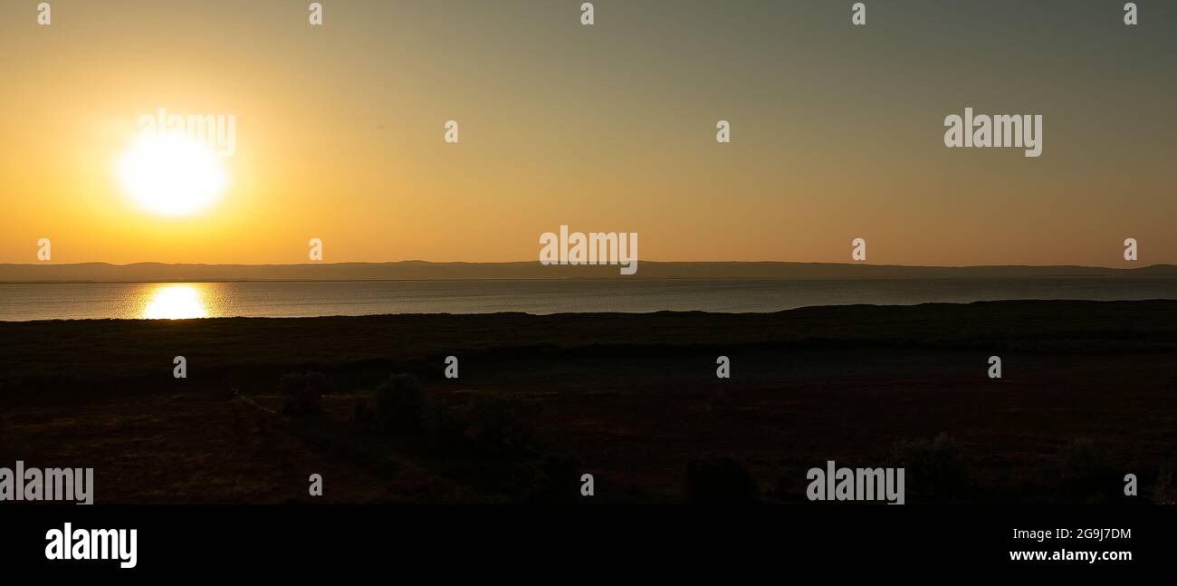 Abend- und Nachtstimmung im Nationalpark Neusiedler See. Stockfoto