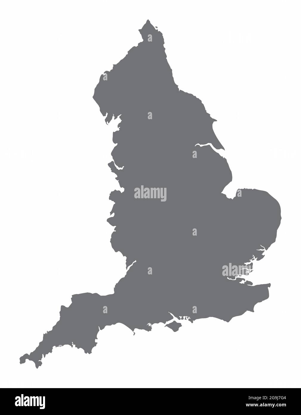 England Silhouette Karte isoliert auf weißem Hintergrund Stock Vektor