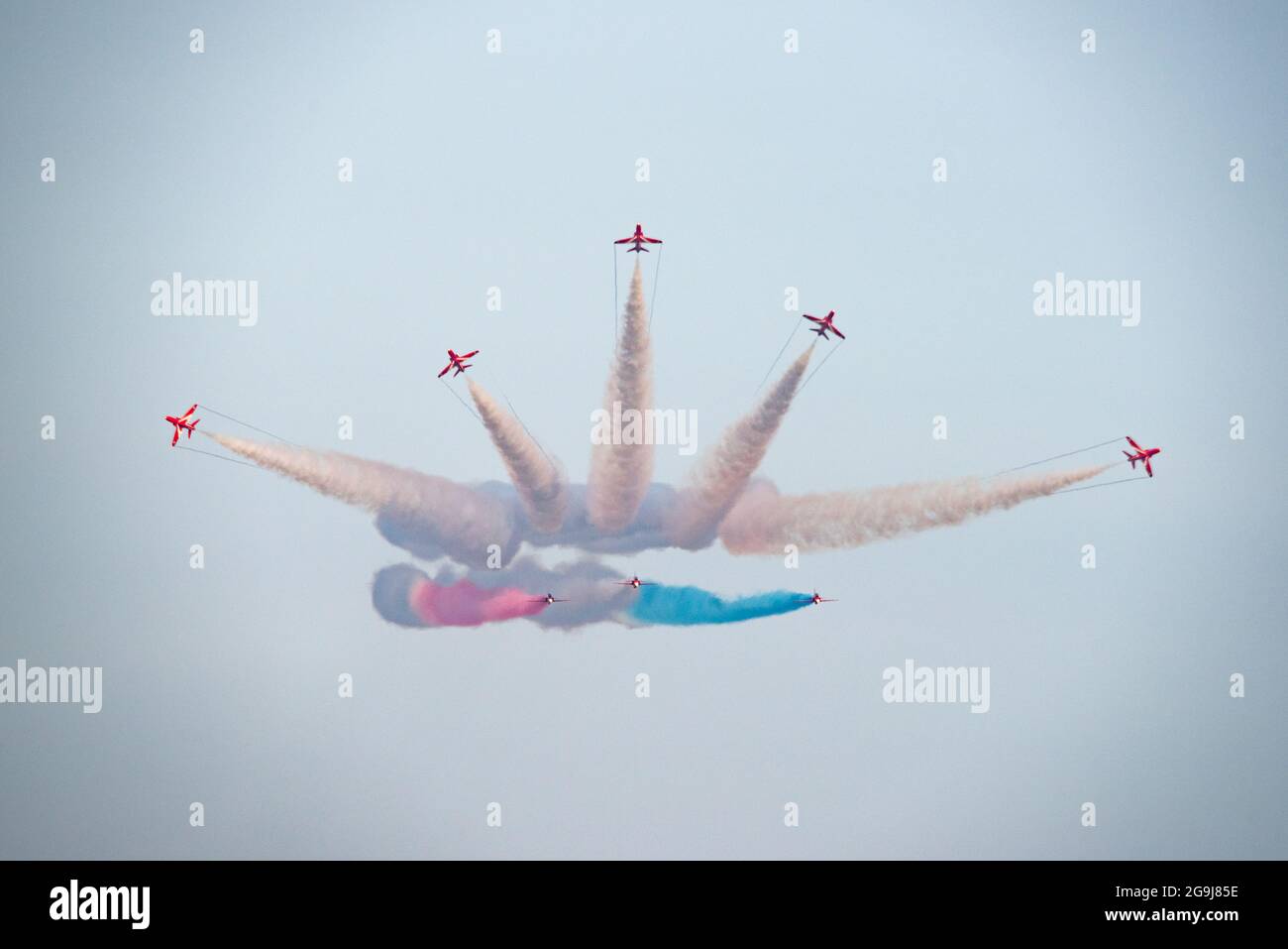 Royal Air Force Rote Pfeile über Peterhead Stockfoto