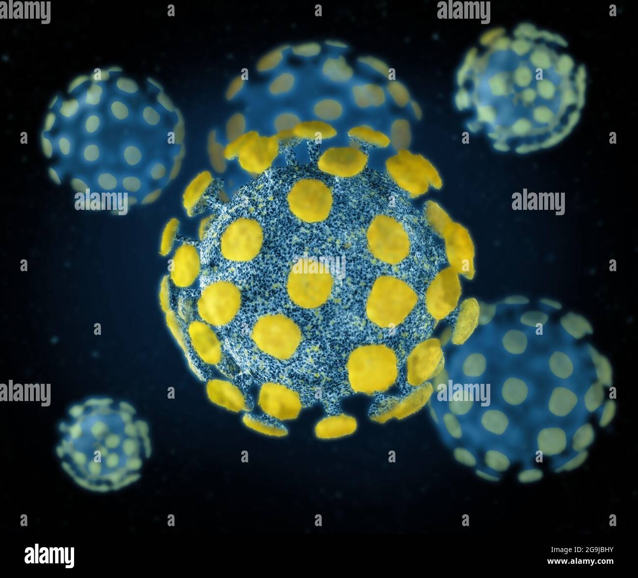 ?oronavirus COVID-19 3D Visualisierung, Virus SARS-CoV-2 Konzept Stockfoto