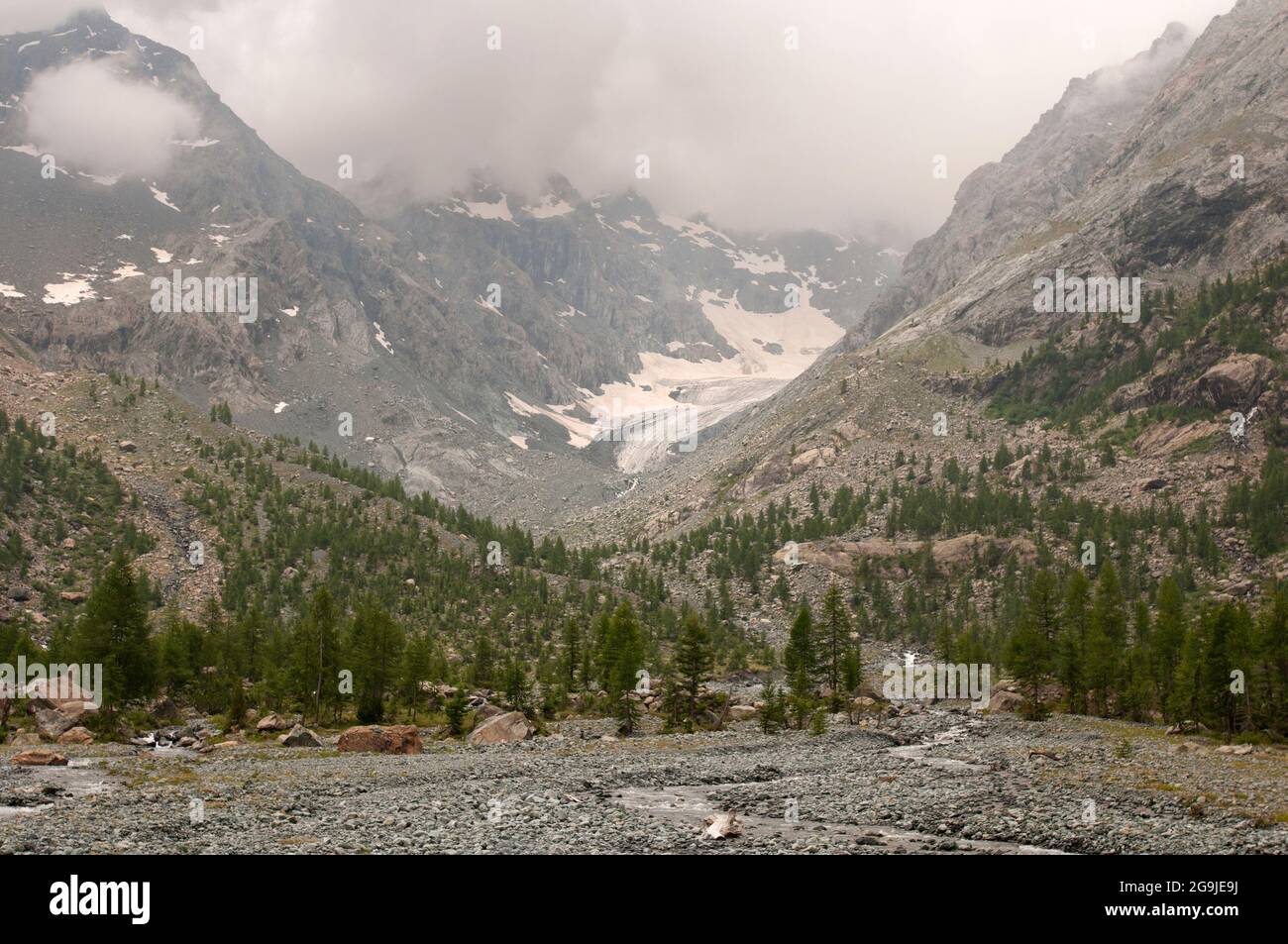 Der Rest der Gletscher von Ventina auf den italienischen Alpen Stockfoto