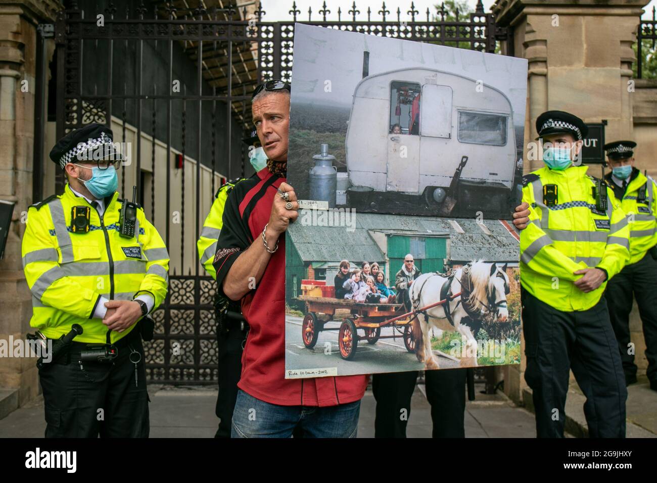 Hausbesetzer und Reisende gegen die Polizei von Bill Protest in London Stockfoto