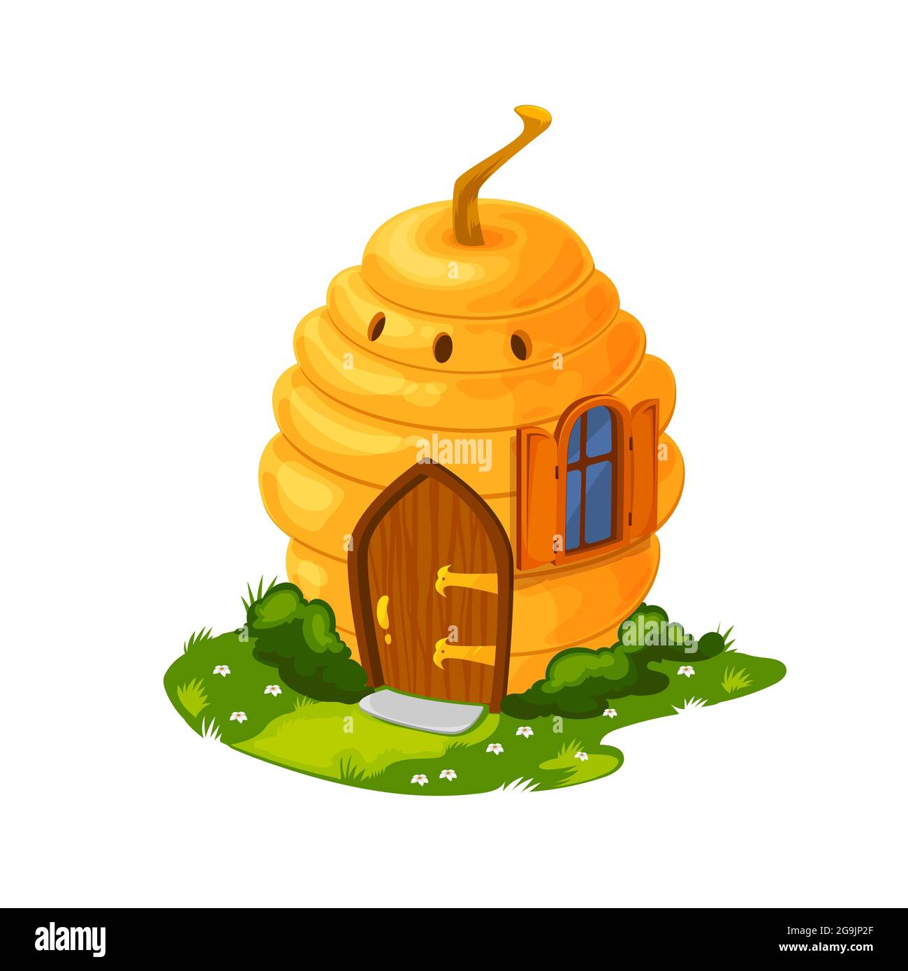 Märchen Bienenstock Cartoon Haus oder Wohnung. Vektor Heimat von Gnom, Märchen oder Märchenprinzessin, Fantasy-Haus von Zauberwald oder Garten in Form von wilden Stock Vektor