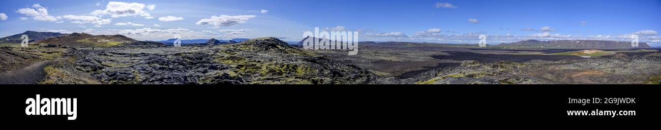 Lavafeld des Krafla-Vulkansystems (letzter Ausbruch 1984), Skutustaoir, Norourland-Eystra, Island Stockfoto