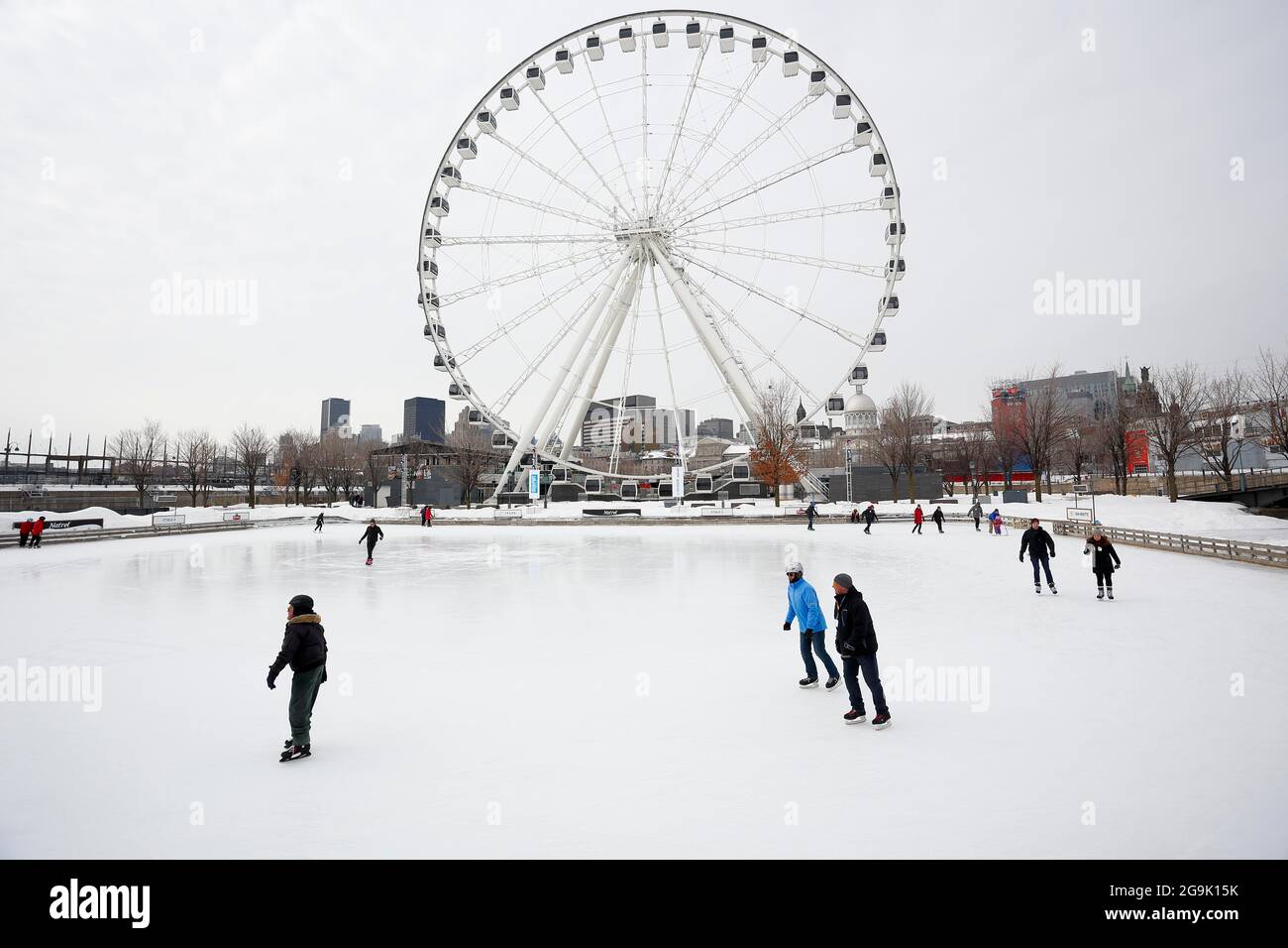 Eislaufen am Riesenrad, Montreal, Provinz Quebec, Kanada Stockfoto