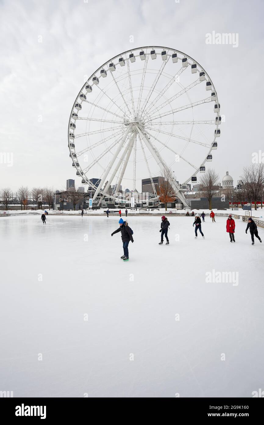 Eislaufen am Riesenrad, Montreal, Provinz Quebec, Kanada Stockfoto