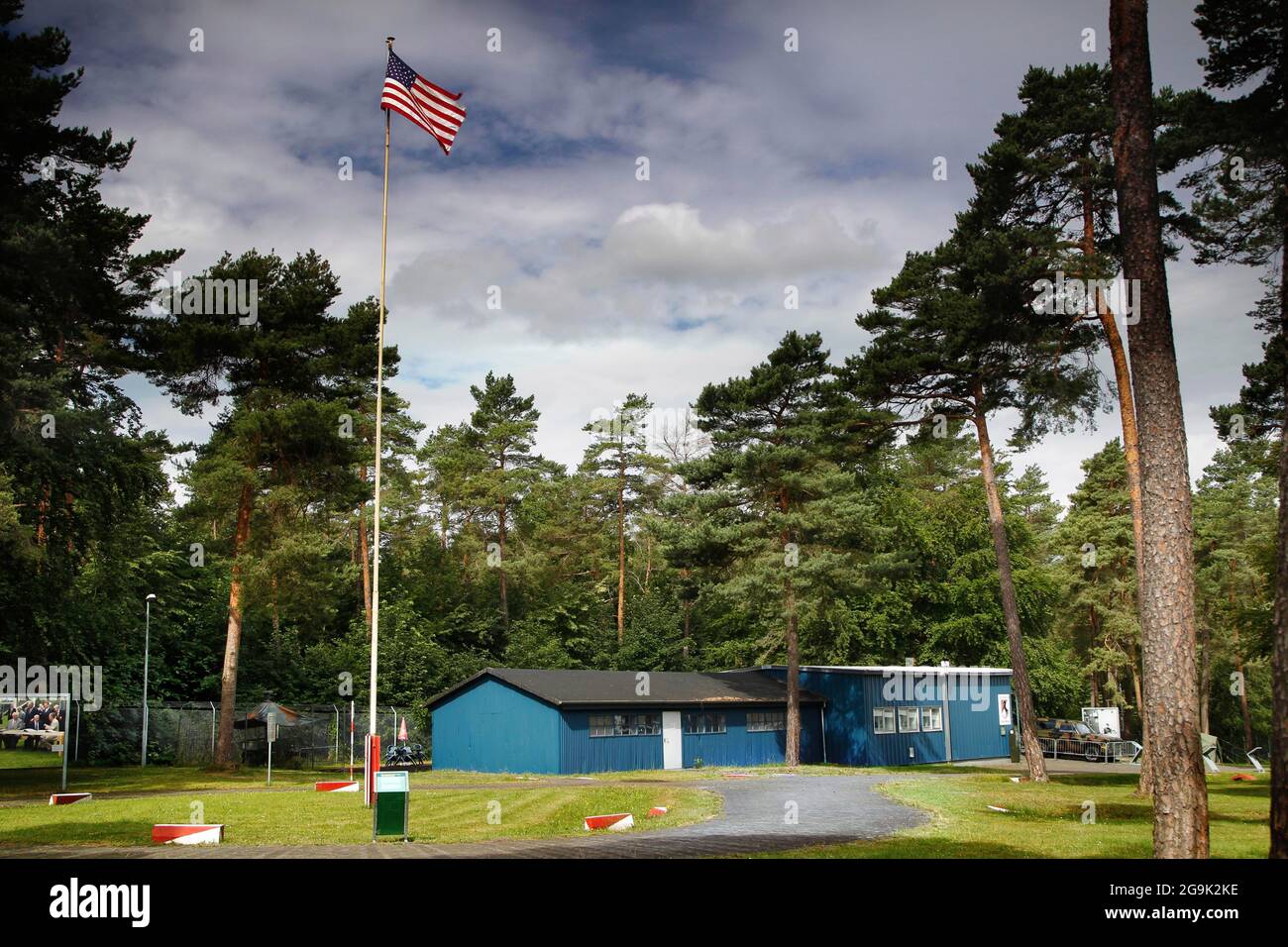 Ponit Alpha-Basis an der ehemaligen deutsch-deutschen Grenze, Observation Post Alpha, US-amerikanische Beobachtungsbasis, Hörstation, Point Alpha-Denkmal Stockfoto
