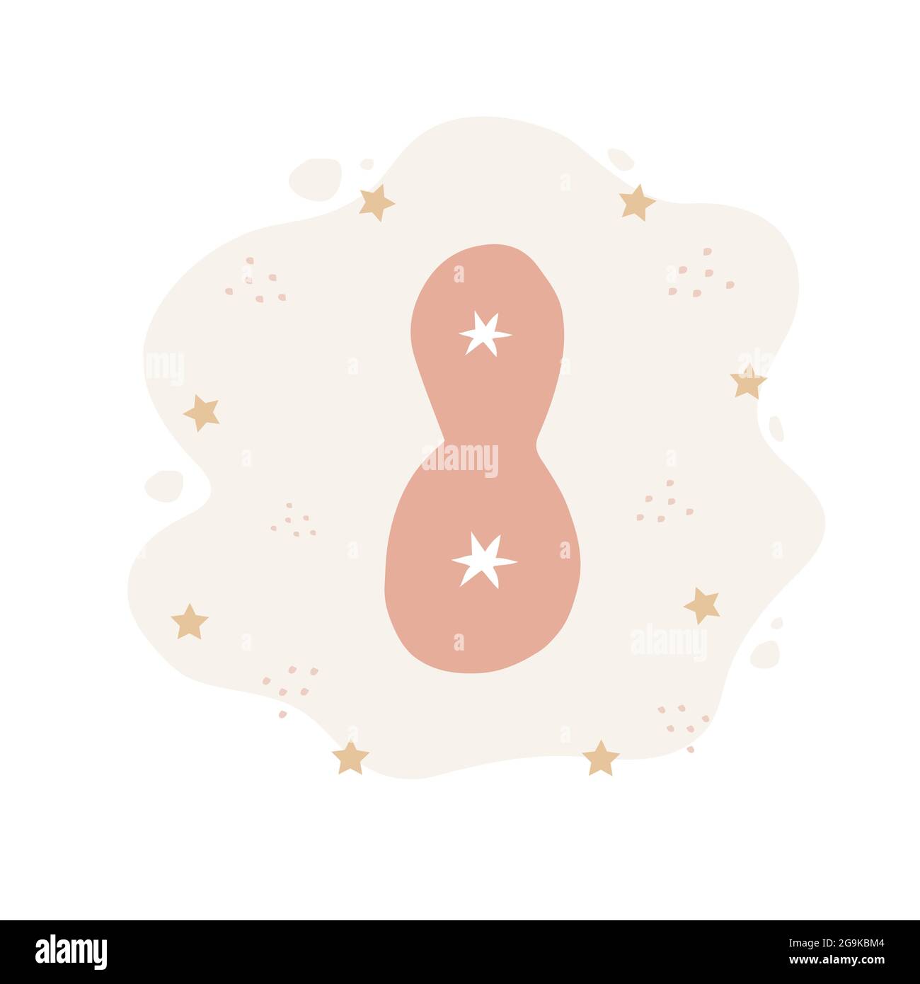 Nummer acht im Boho-Stil. Niedliches Doodle-Element für Geburtstagskarte Vorlage. Skandinavische Vektorgrafik Stock Vektor