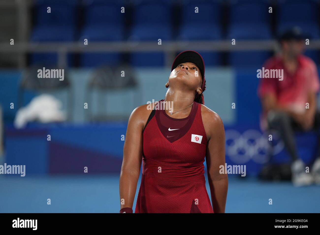 Ariake Tennis Center, Tokio, Japan. Juli 2021. Olympic Tennis Competition, Tag 4 der Olympischen Sommerspiele 2020 in Tokio; Naomi Osaka (jpn) spielt Markéta Vondrou&#x161;ová (tschechisch) Kredit: Action Plus Sports/Alamy Live News Stockfoto