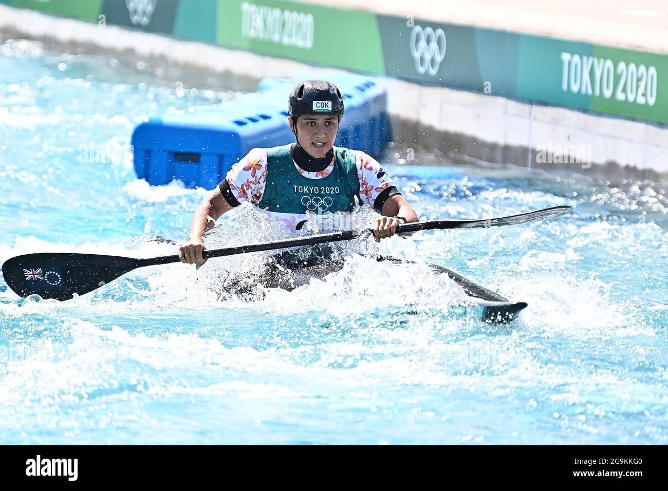 Tokio, Japan. Juli 2021. Kanuslalom. Kasai Kanuslalom Center. 1-1. 6chome. Rinkaicho, Edogawa-ku. Tokio. Jane Nichola (COK) überquert die Ziellinie. Kredit Garry Bowden/Sport in Pictures/Alamy live News Kredit: Sport in Pictures/Alamy Live News Stockfoto