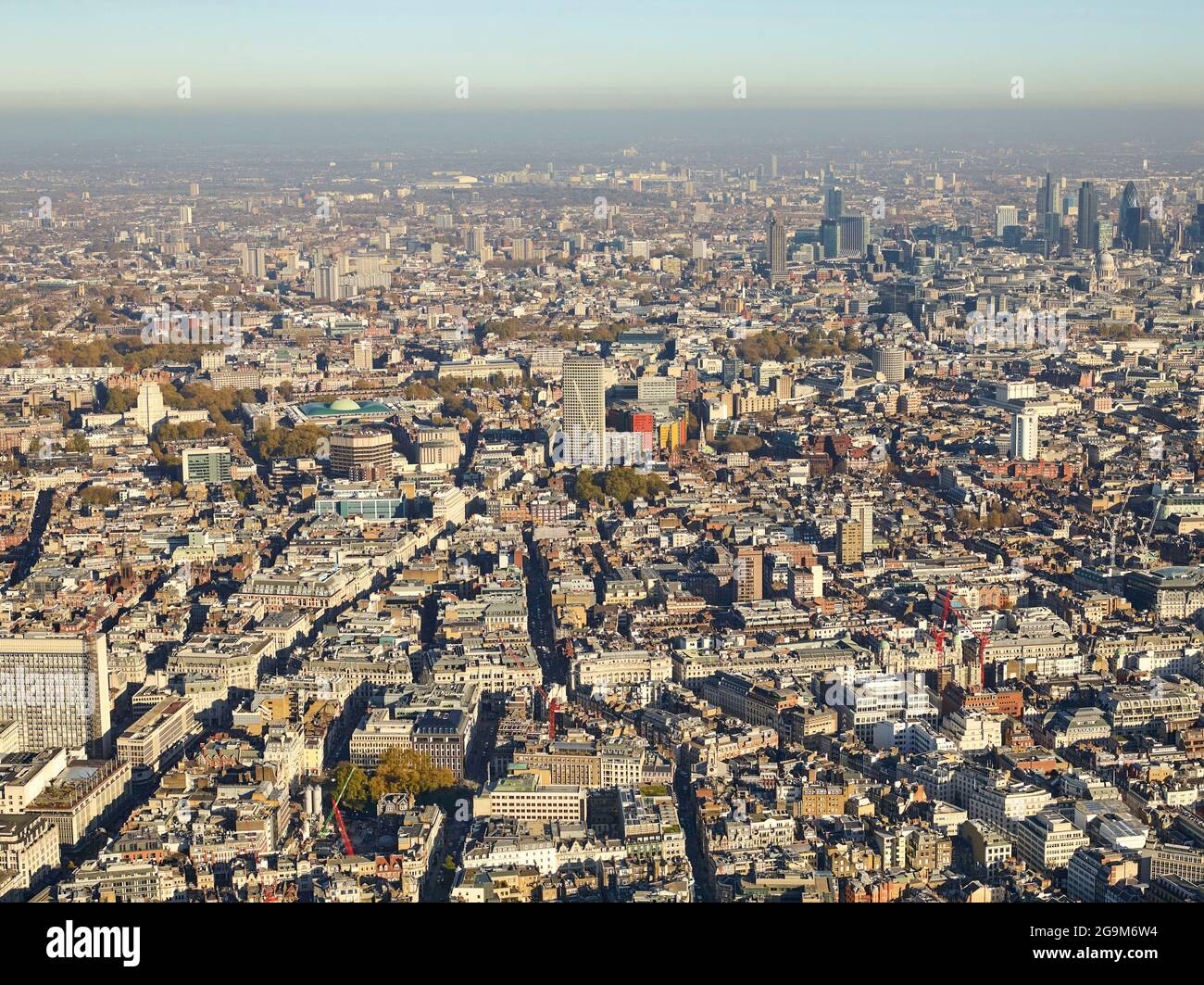 Eine Luftaufnahme des Zentrums von London aus dem Westen, Großbritannien Stockfoto