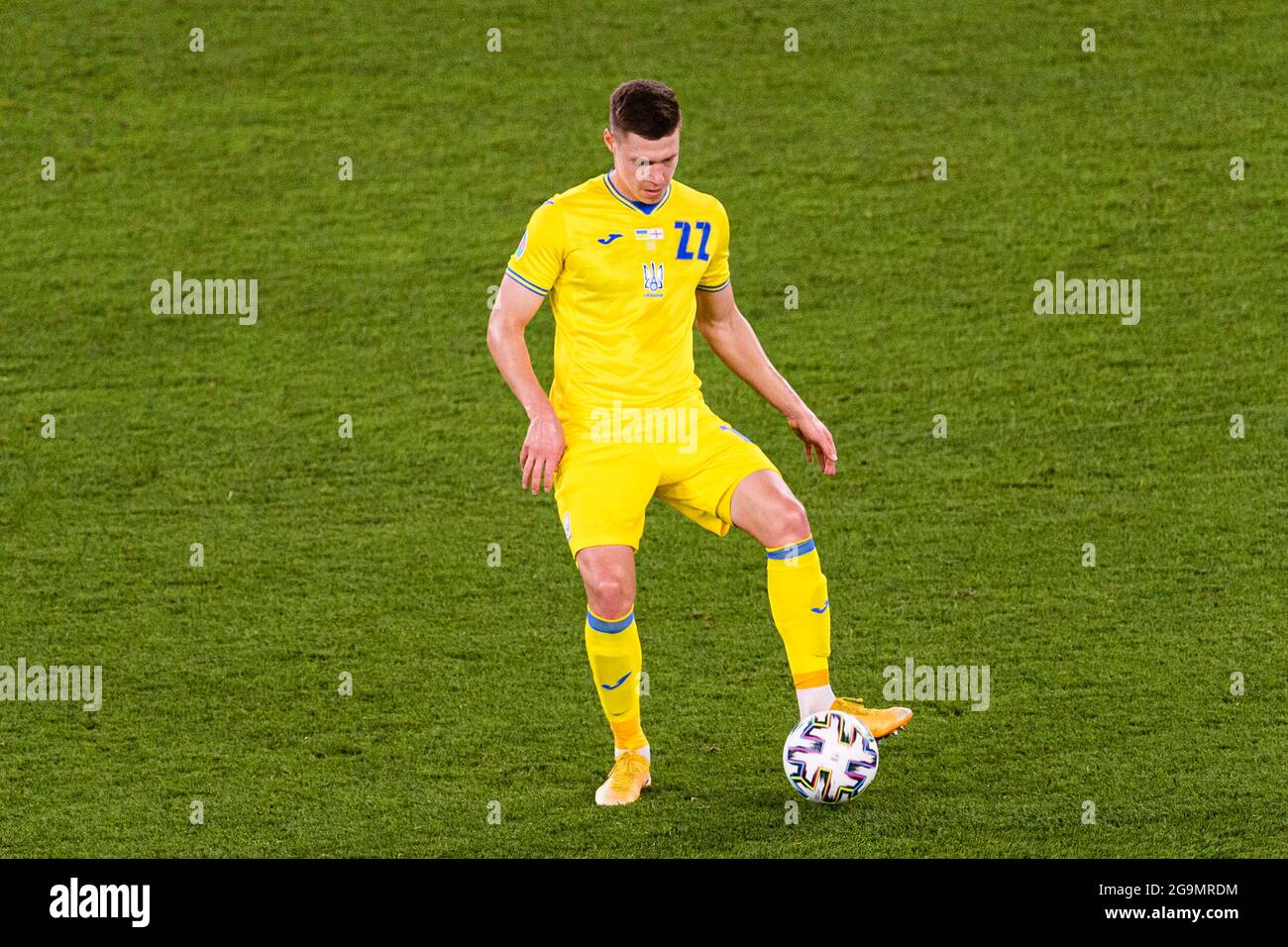 Rom, Italien - 03. Juli: Mykola Matviyenko aus der Ukraine spielt beim Viertelfinalspiel der UEFA Euro 2020 zwischen der Ukraine und eng Stockfoto