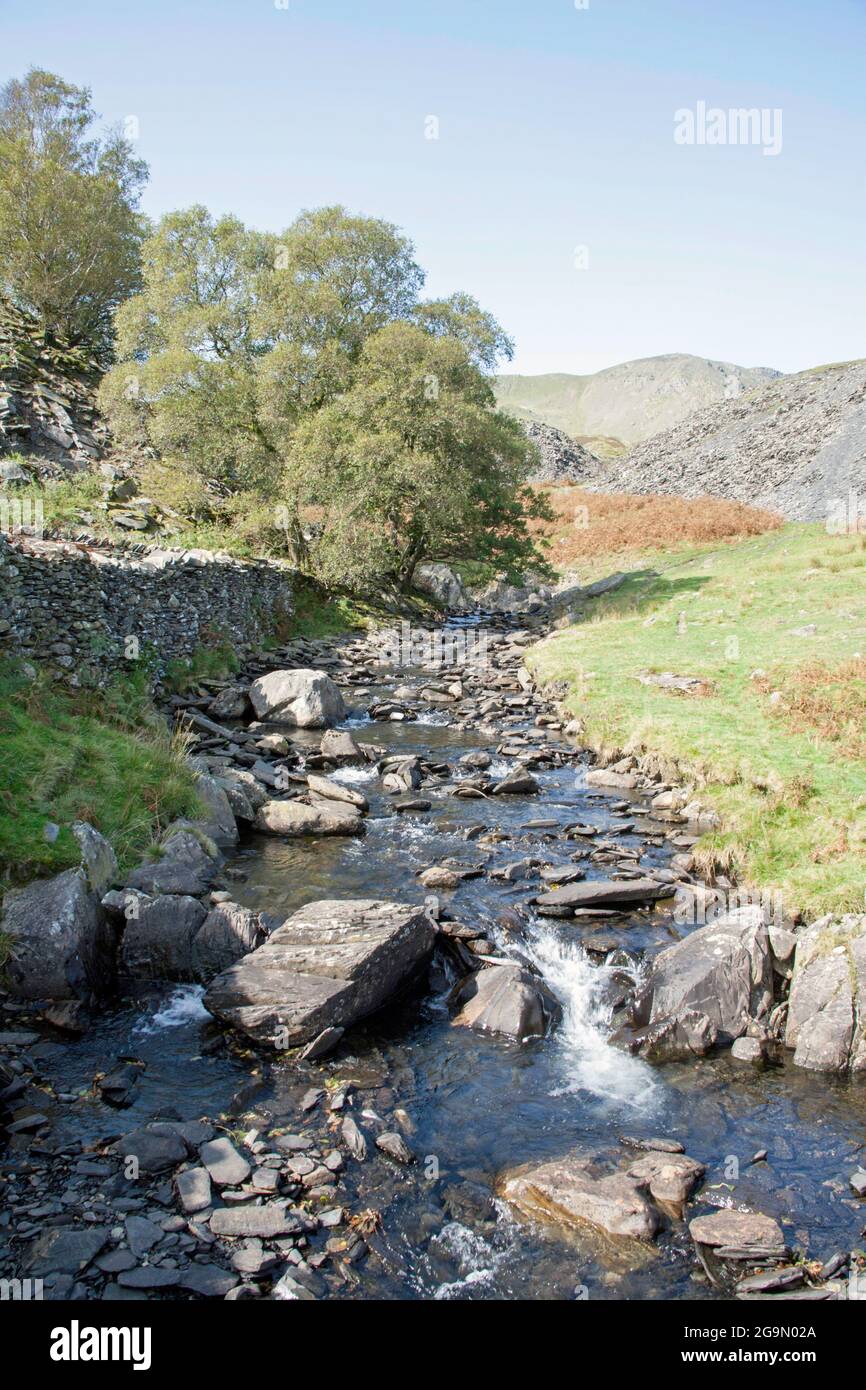 Torver Beck in der Nähe von Torver High Common Coniston, Lake District Cumbria England Stockfoto