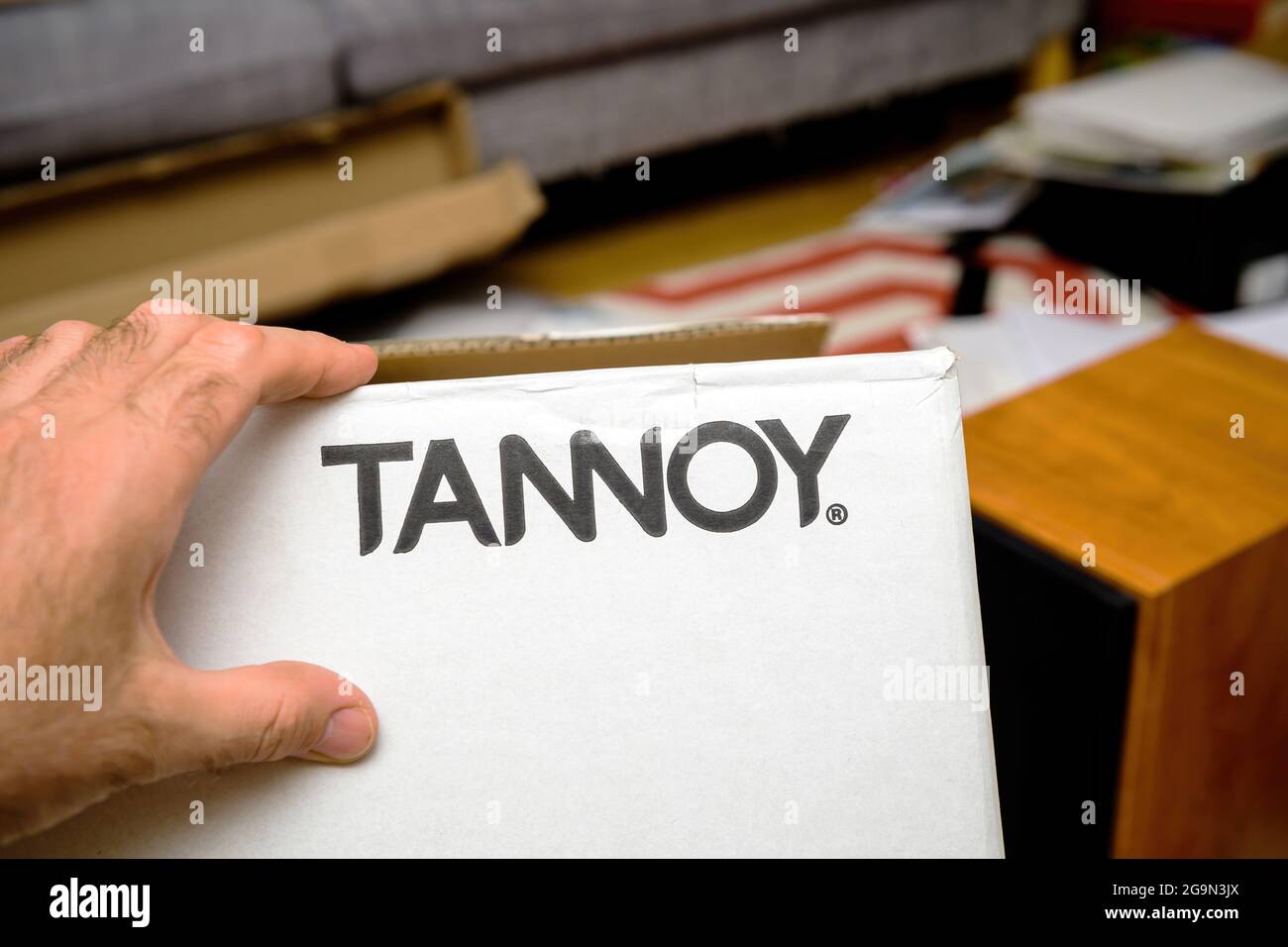 Tannoy HI-FI Lautsprecher ein britischer Hersteller von Lautsprechern und Beschallungssystemen (PA) Stockfoto