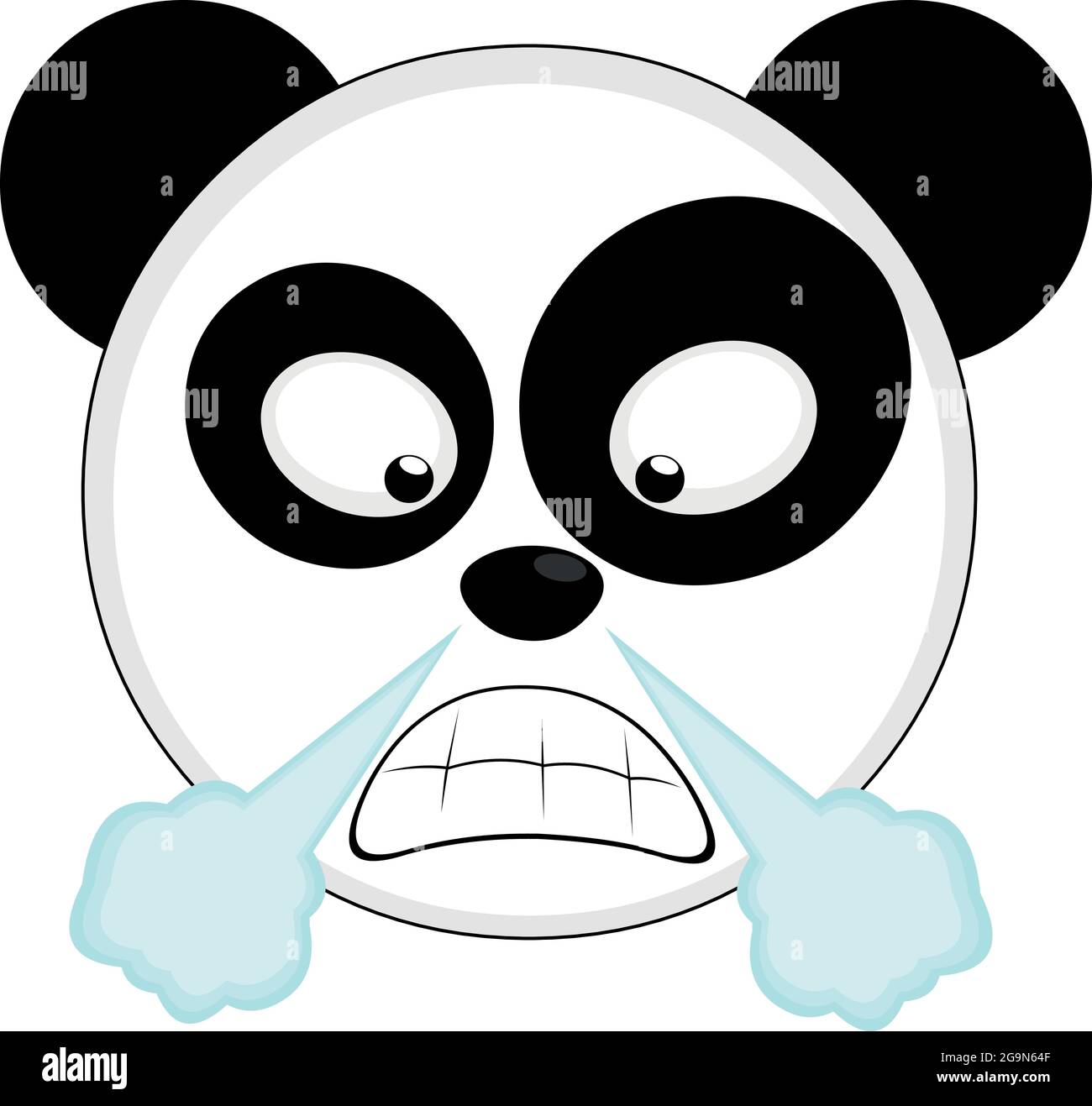 Vector Emoticon Illustration eines Pandas Gesicht mit einem wütenden Ausdruck und fummend Stock Vektor