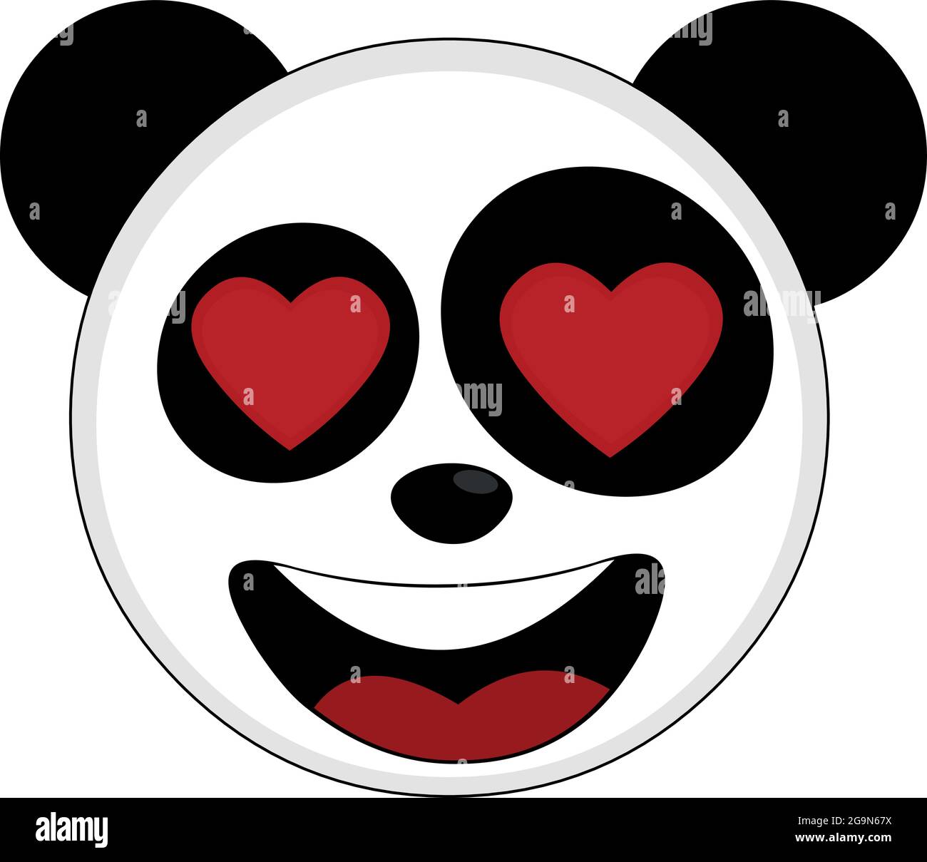 Vektor-Illustration von Cartoon Panda Bär Kopf verliebt, mit herzförmigen Augen Stock Vektor
