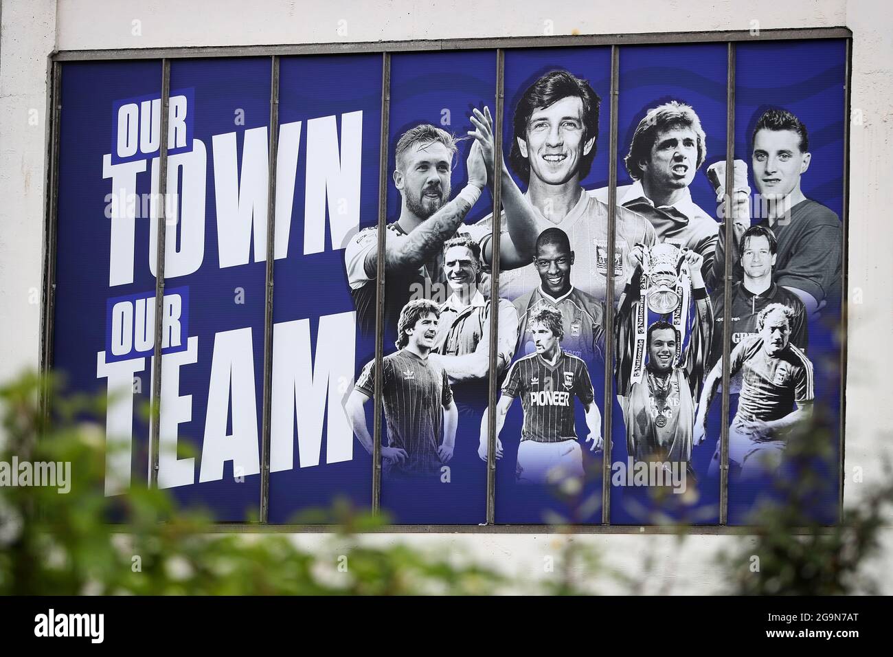 Cobbold Stand Außenfenster Facelift, Portman Road, Ipswich, Großbritannien - 23. Juli 2021 Stockfoto