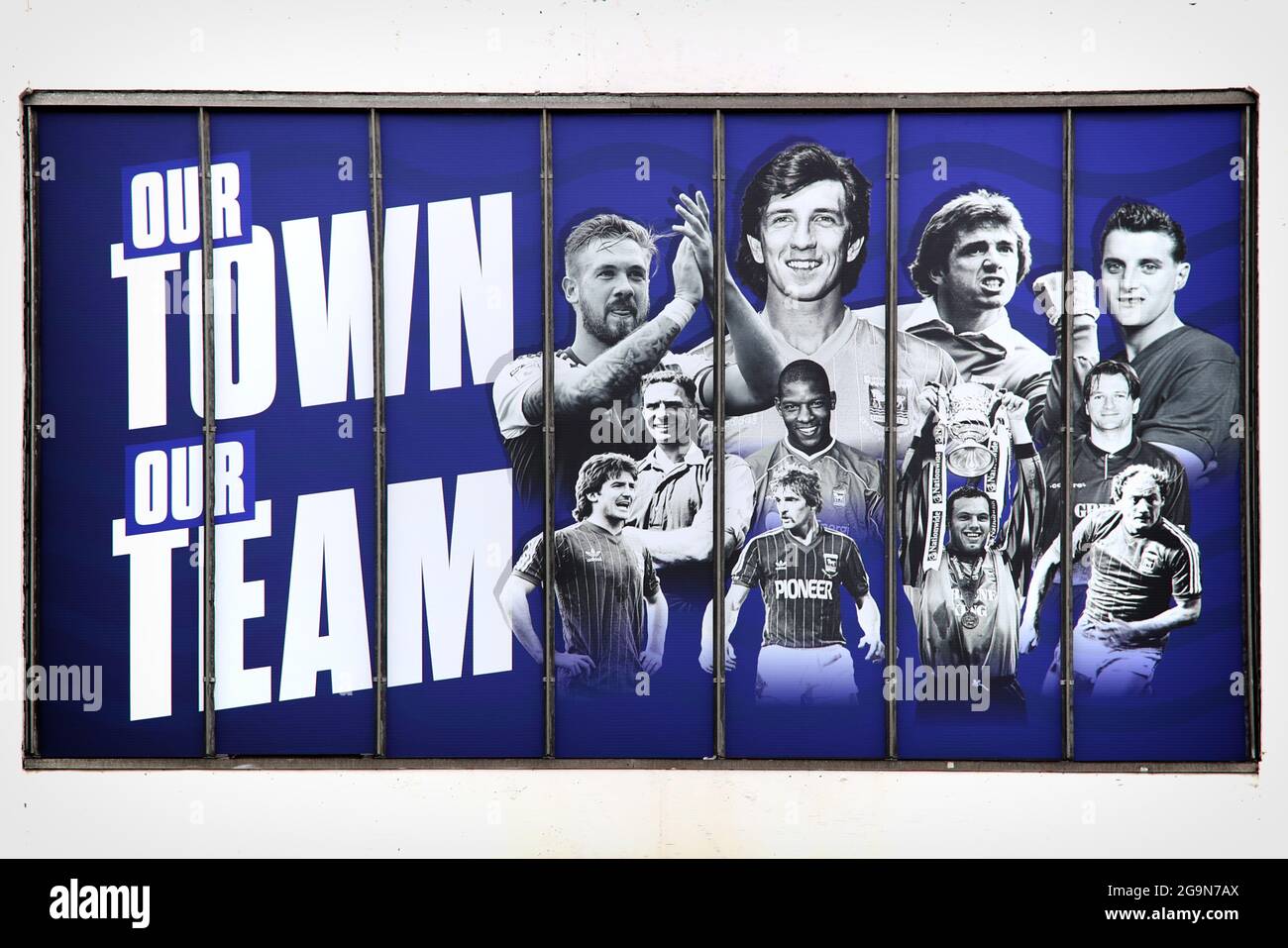 Cobbold Stand Außenfenster Facelift, Portman Road, Ipswich, Großbritannien - 23. Juli 2021 Stockfoto