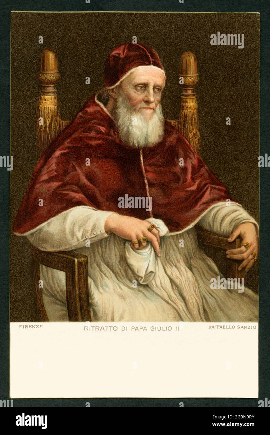 Papst Julius II., nach einem Gemälde von Raphael, Postkarte, gedruckt von Stengel und Co., Dresden, darf das KÜNSTLERSCHUTZRECHT NICHT GEKÜNDIGT WERDEN Stockfoto