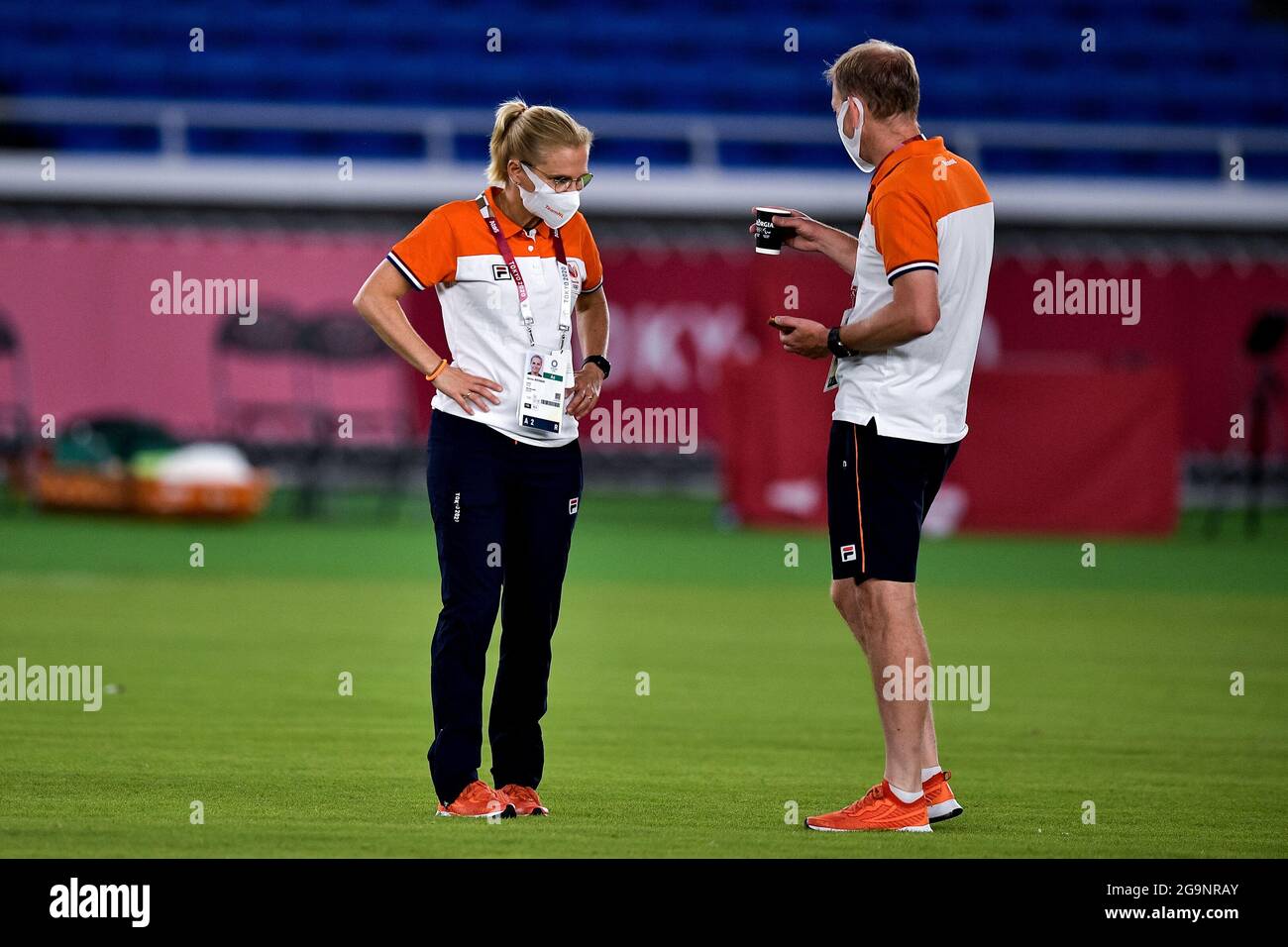 Yokohama Japan 27 Juli Trainerin Sarina Wiegman Aus Den Niederlanden Wahrend Des Fussballturniers Der Olympischen Frauen In Tokio 2020 Zwischen Den Niederlanden Und China Im Internationalen Stadion Yokohama Am 27 Juli