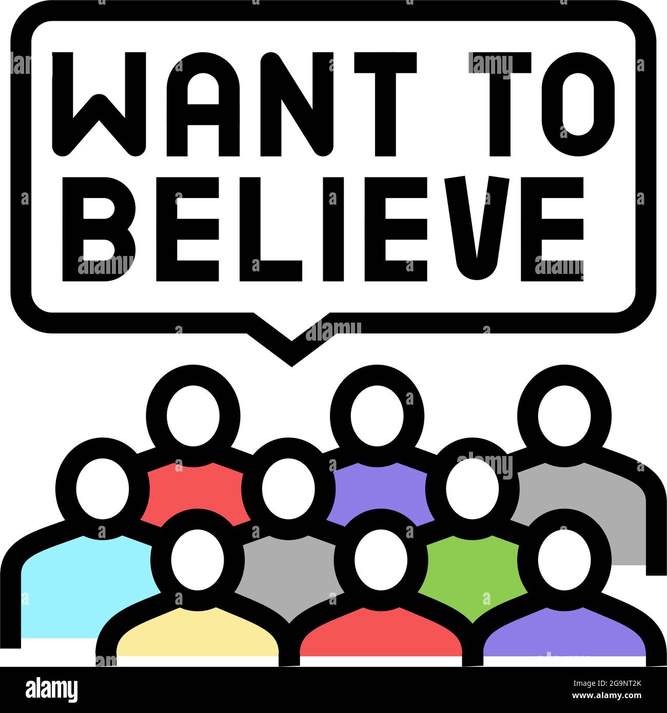 Glauben an Ufologie Farbe Symbol Vektor Illustration