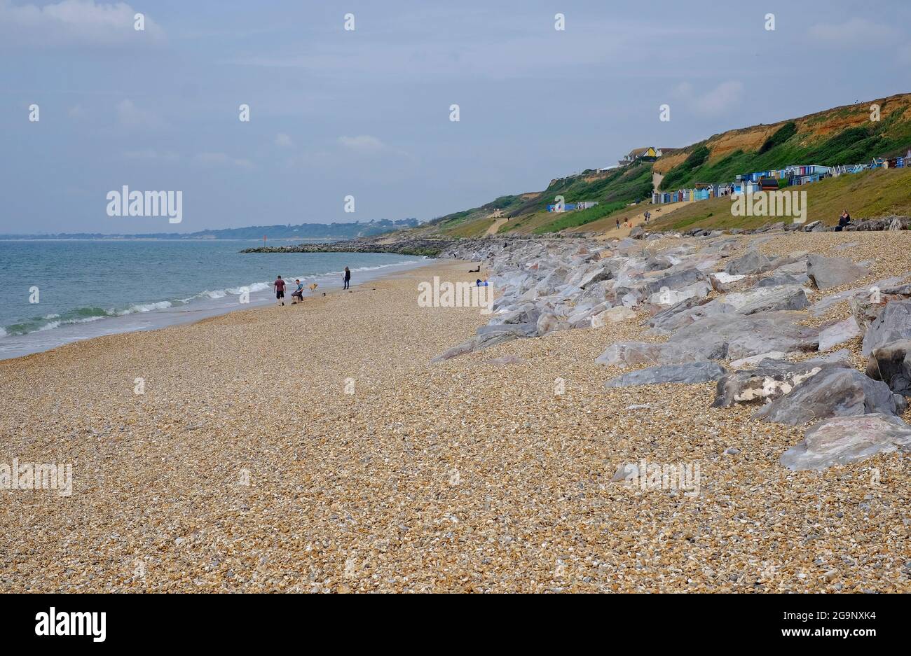 Strandhütten in barton-on-Sea, hampshire, england Stockfoto