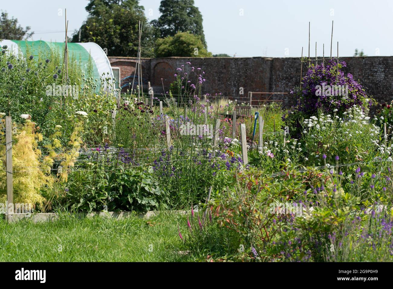 Ummauerter Garten in einem Landhaus Stockfoto