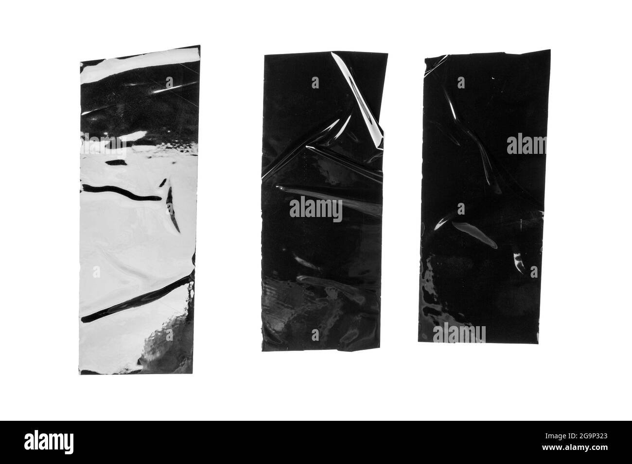 Set von schwarzen Bändern auf weißem Hintergrund Stockfoto